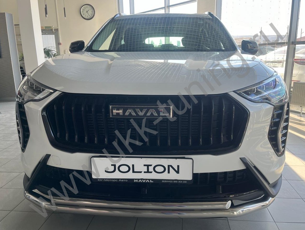 Защита переднего бампера двойная с подгибами Haval Jolion с 2024