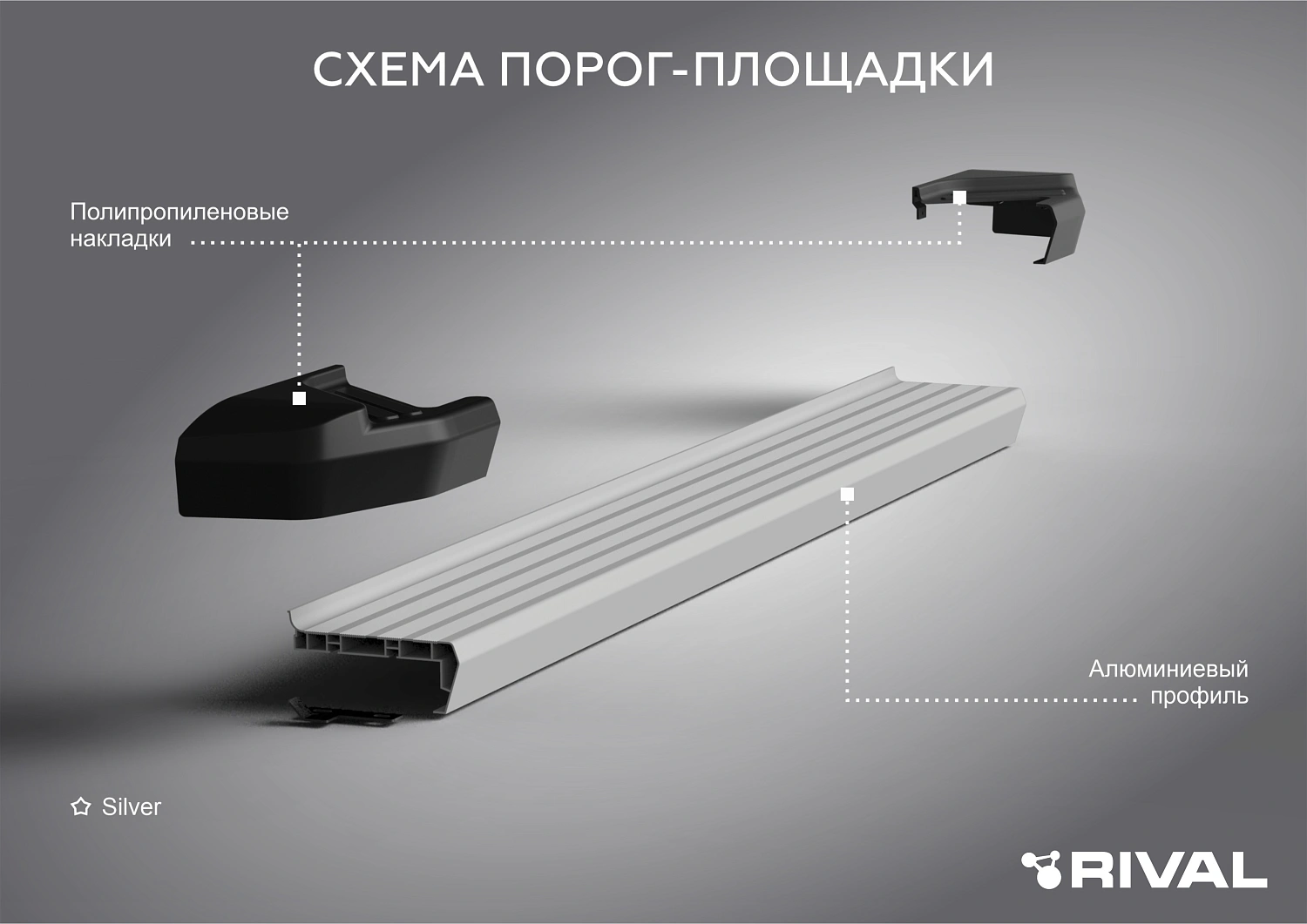 Боковые подножки "Silver" для Changan Uni-K с 2024