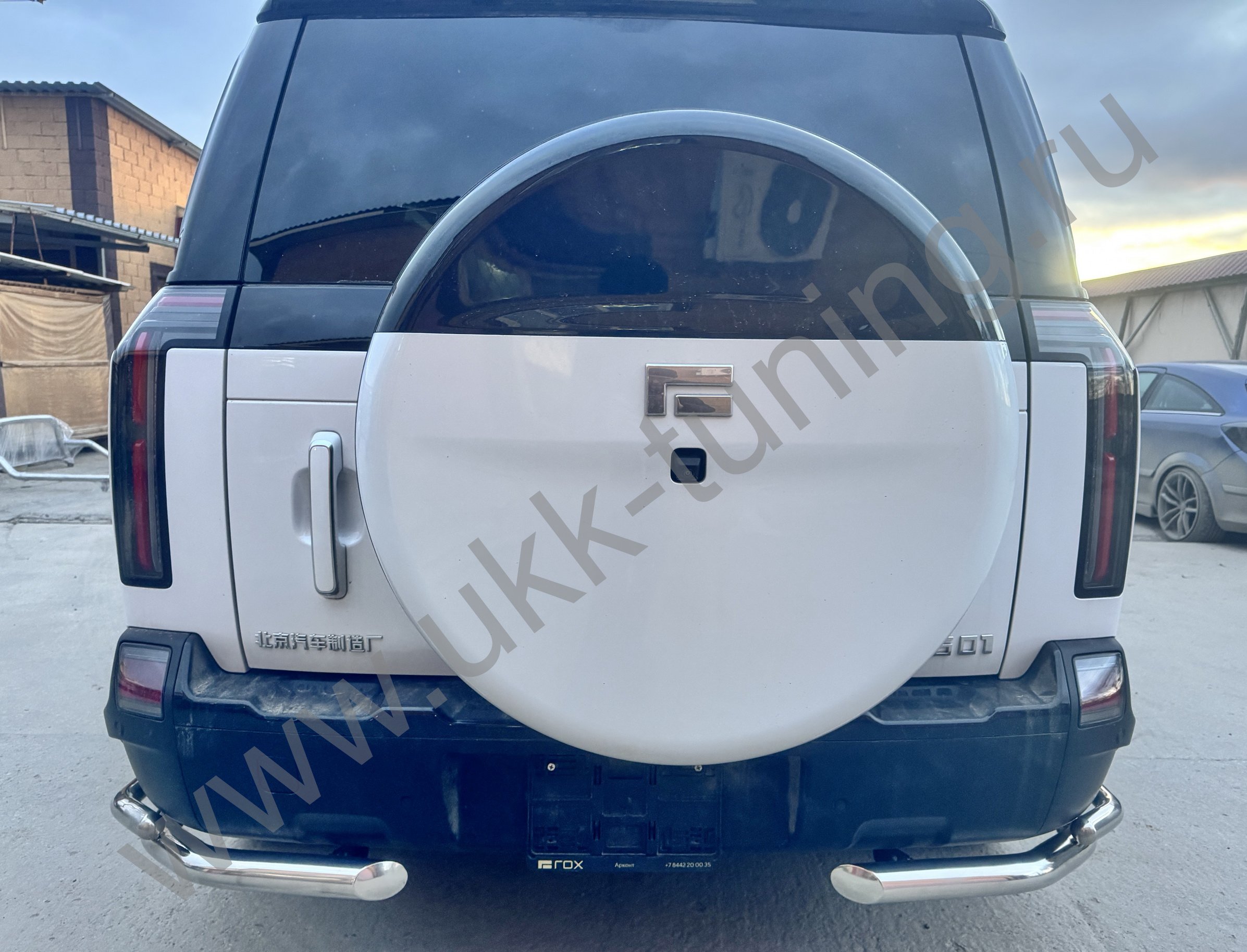 Защита заднего бампера угловая двойная ROX 01