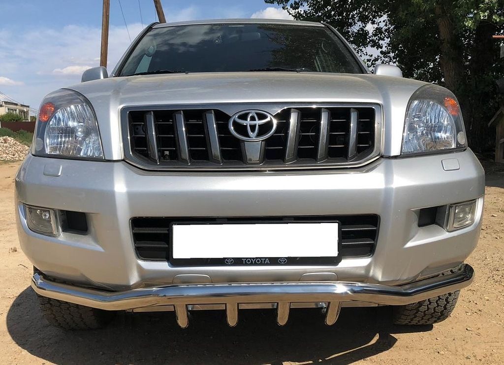 Защита переднего бампера Toyota Land Cruiser Prado 120 c 2003-2009 двойная волна + зубья Защита переднего бампера Toyota Land Cruiser Prado 120 c 2003-2009 двойная волна + зубья