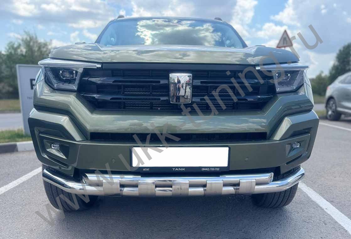 Защита переднего бампера двойная с перемычками Tank 400 с 2023