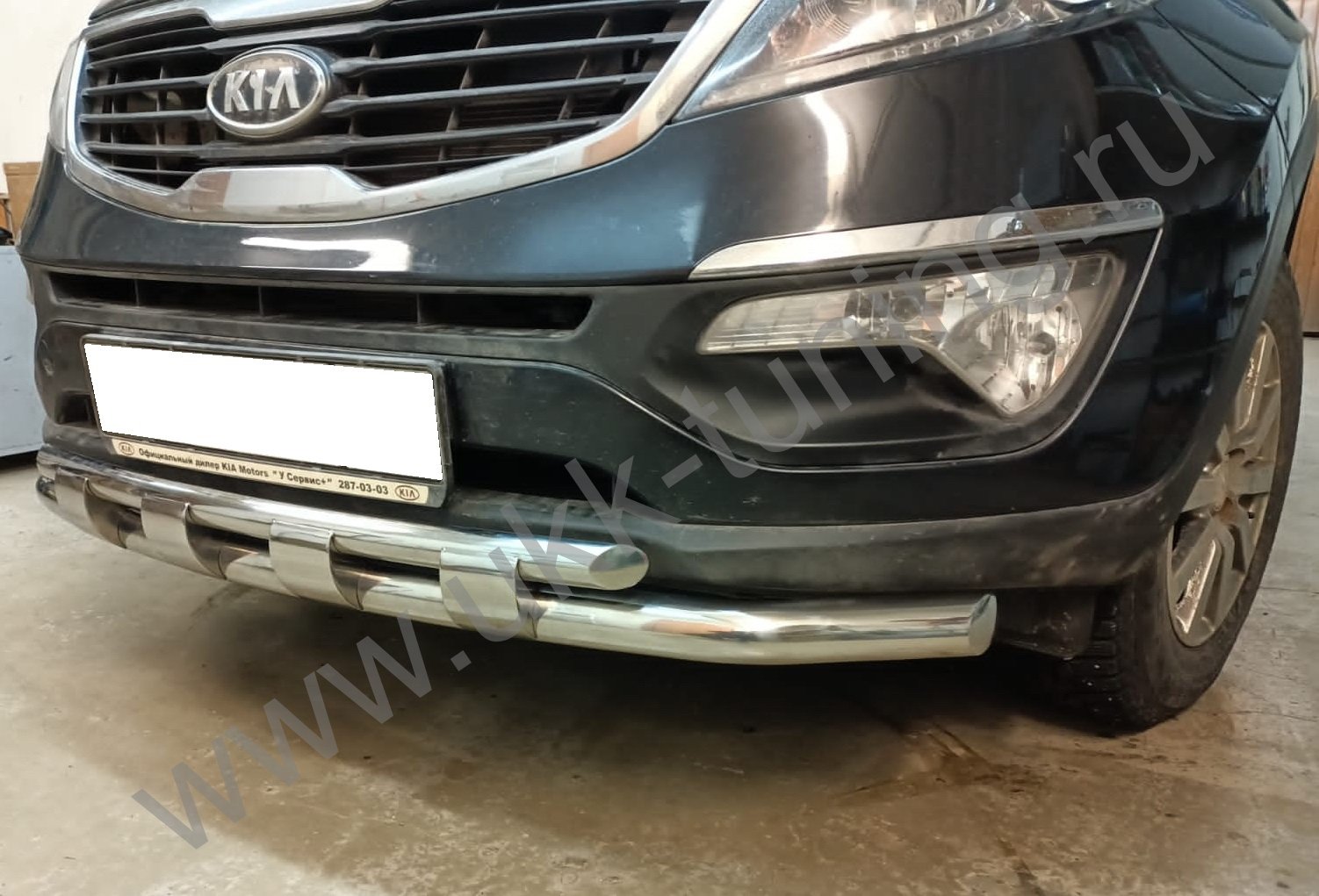 Защита переднего бампера двойная с перемычками Kia Sportage 3 с 2010-2015