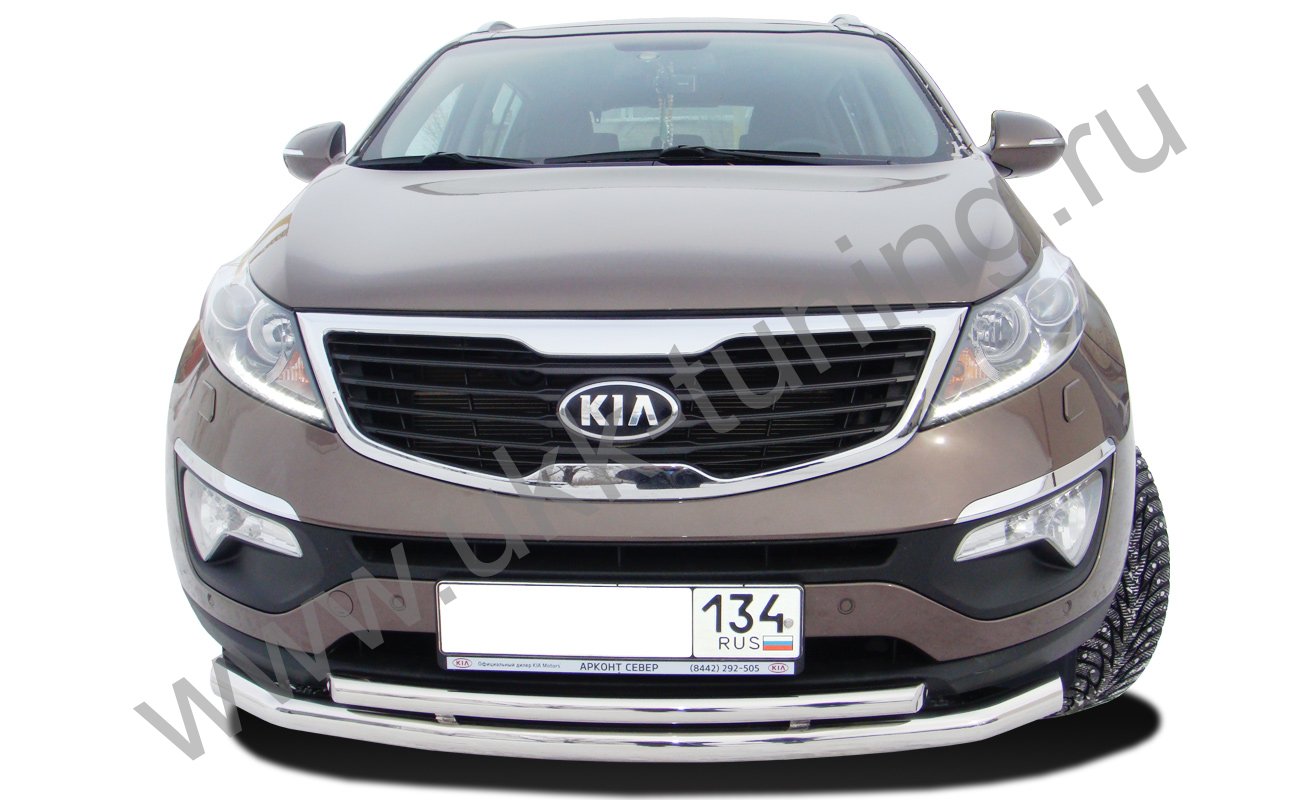 Защита переднего бампера двойная Kia Sportage 3 с 2010-2015
