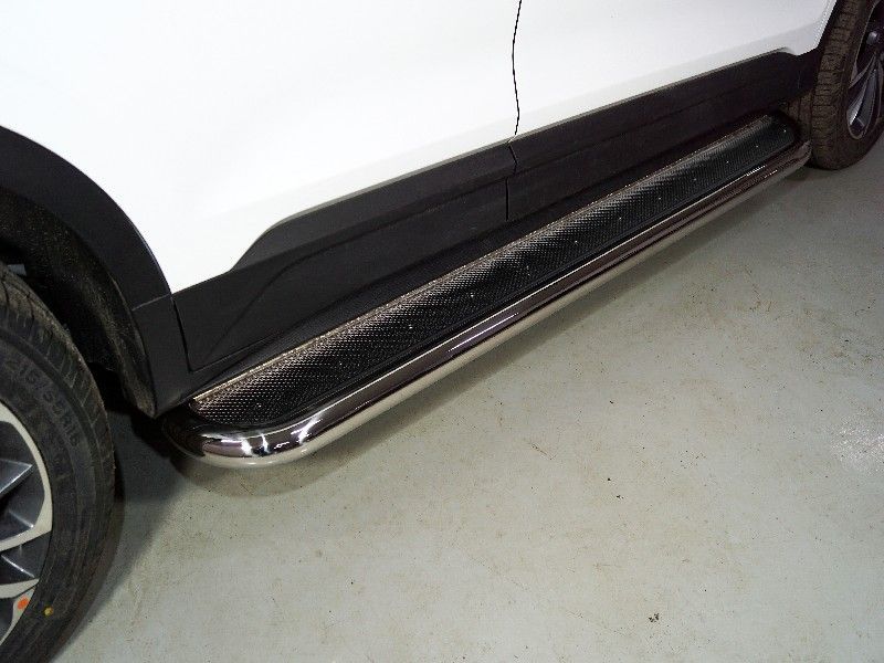 Пороги с площадкой (нерж лист) 60,3 мм GEELY Coolray c 2020