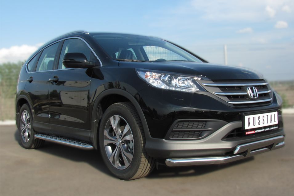Honda CR-V ДВ 20 2013-2015 Пороги труба d42 с листом(Лист алюм, проф нерж) (Вариант 1) HVL-001341 Honda CR-V ДВ 20 2013-2015 Пороги труба d42 с листом(Лист алюм, проф нерж) (Вариант 1) HVL-001341