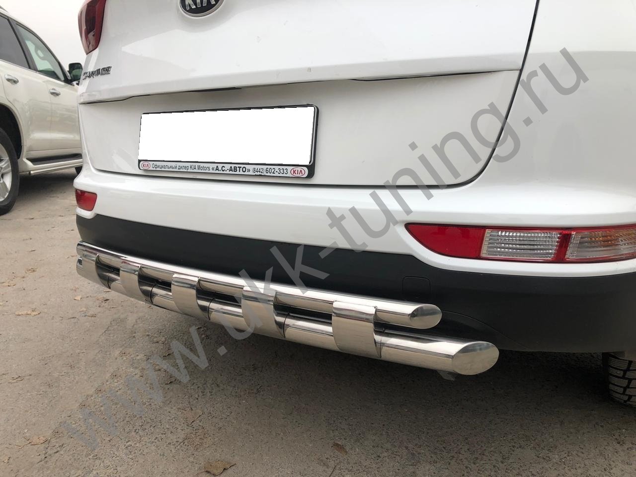 Защита заднего бампера двойная с перемычками Kia Sportage 4 с 2015-2018