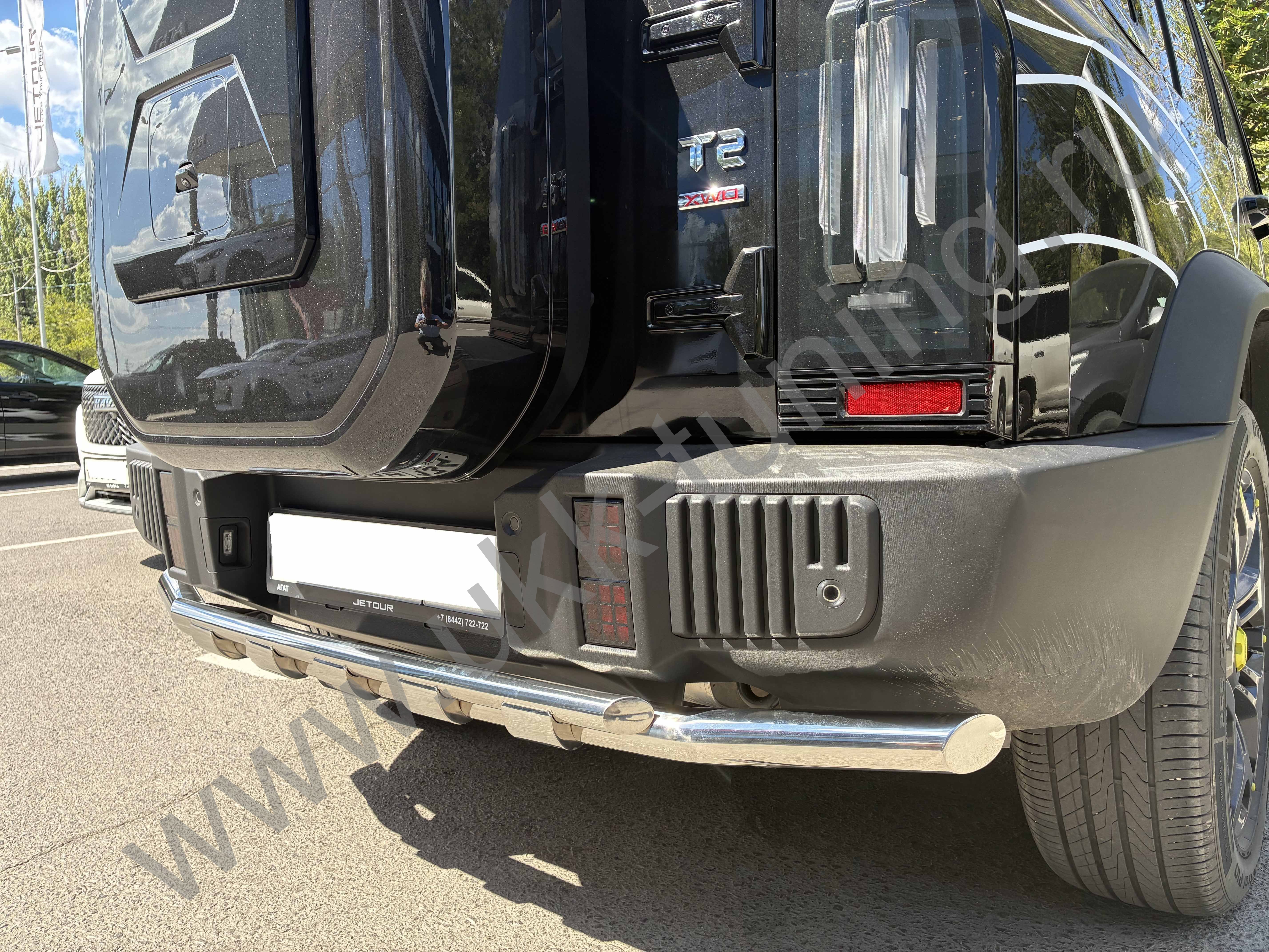 Защита заднего бампера двойная с перемычками Jetuor T2 с 2024