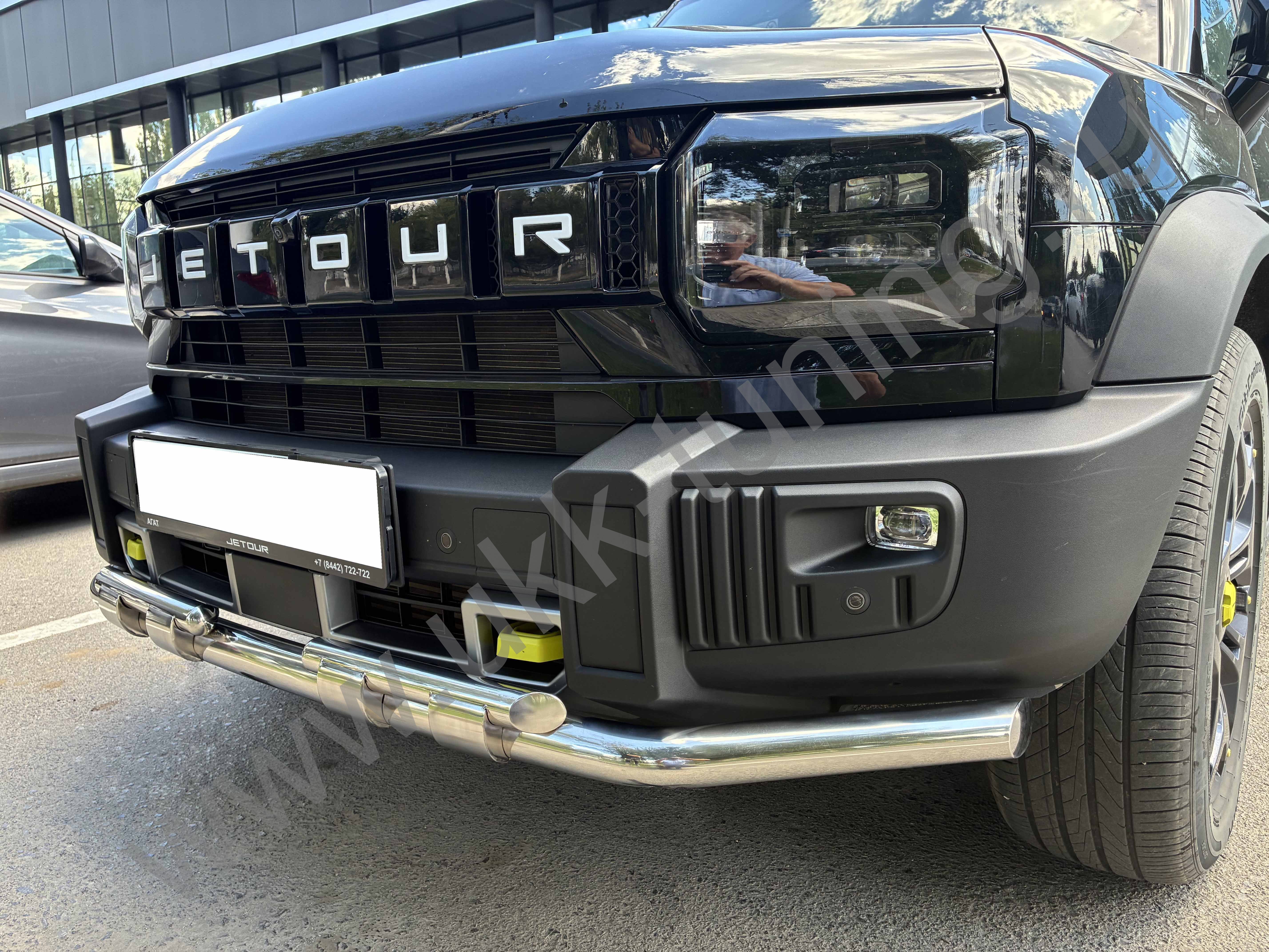 Защита переднего бампера двойная с перемычками Jetuor T2 с 2024