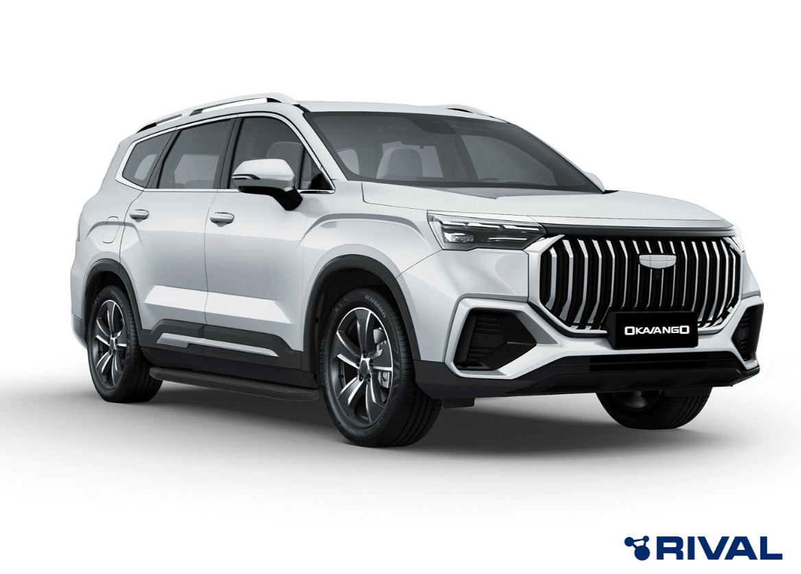 Боковые подножки Geely Okavango с 2023 площадка "Premium-Black"