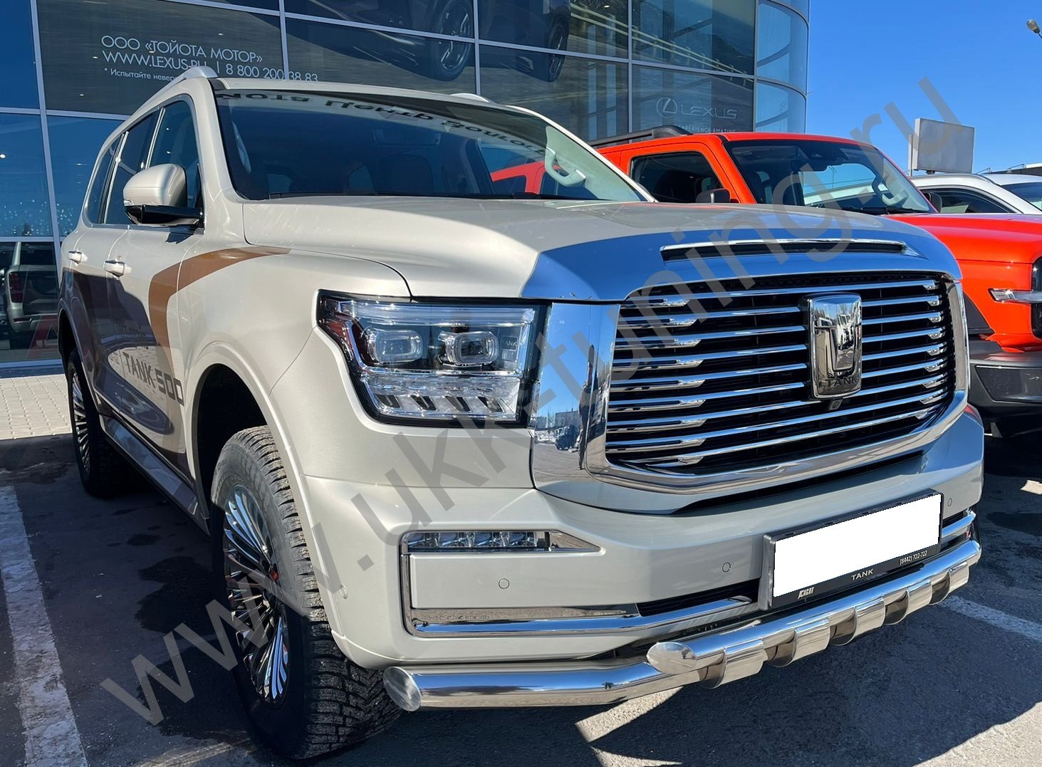 Защита переднего бампера двойная с перемычками Tank 500 с 2023