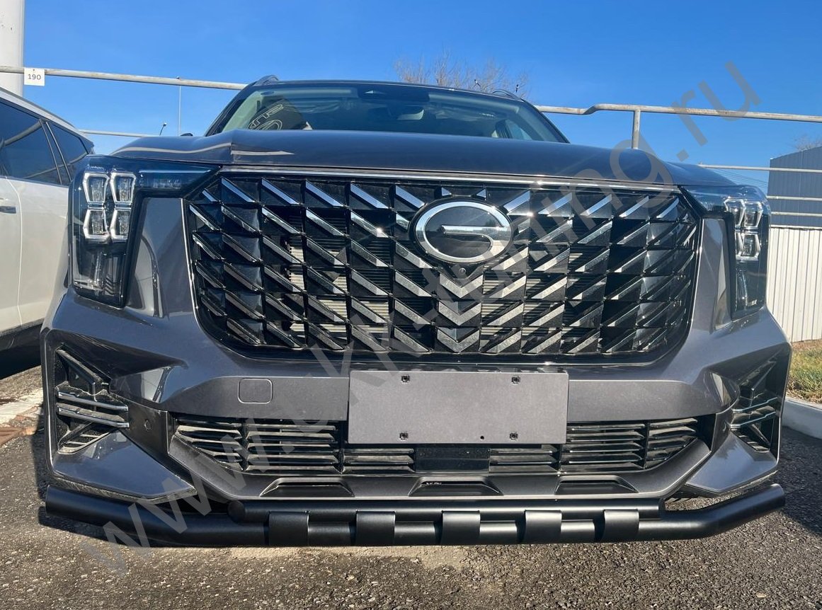 Защита переднего бампера двойная с перемычками с покрытием "раптор" GAC GS8 с 2023