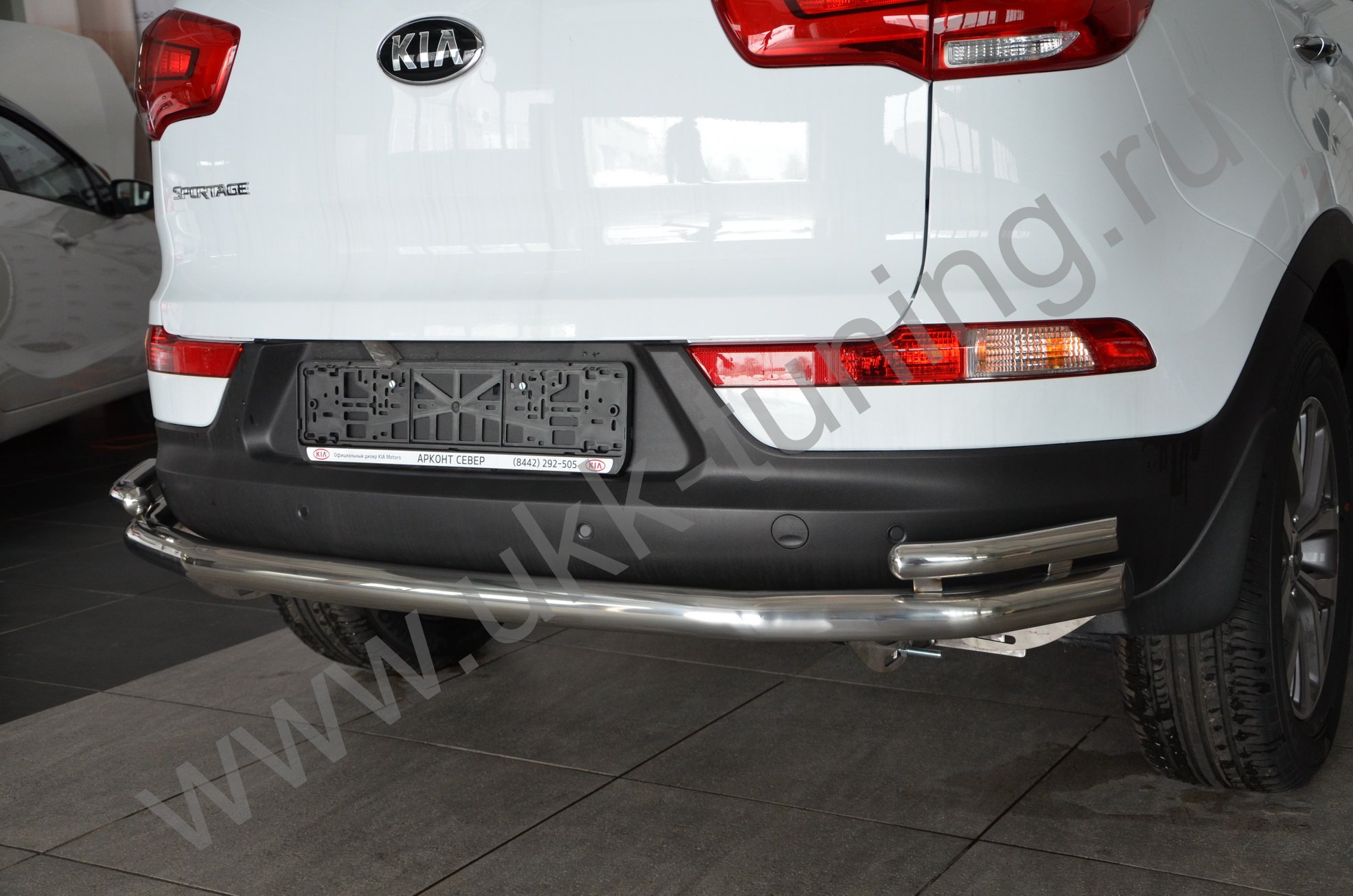 Защита заднего бампера угловая большая двойная Kia Sportage 3 с 2010-2015