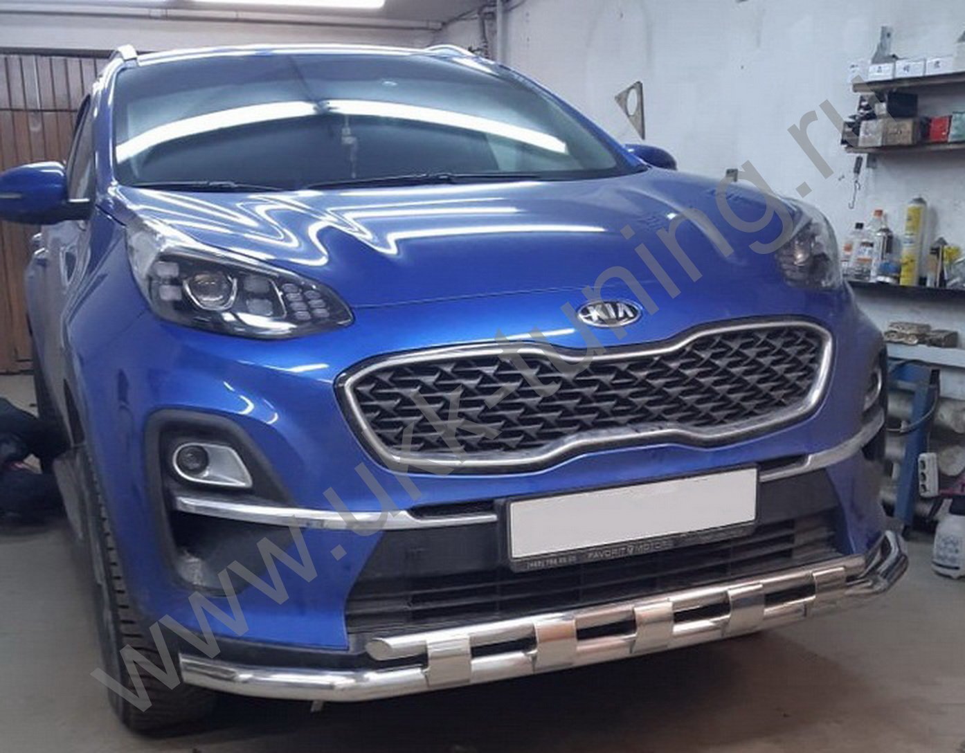 Защита переднего бампера двойная с перемычками Kia Sportage с 2018-2020