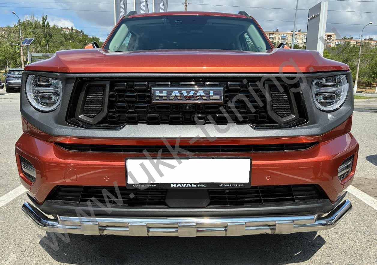 Защита передего бампера двойная с перемычками Haval H7 с 2025