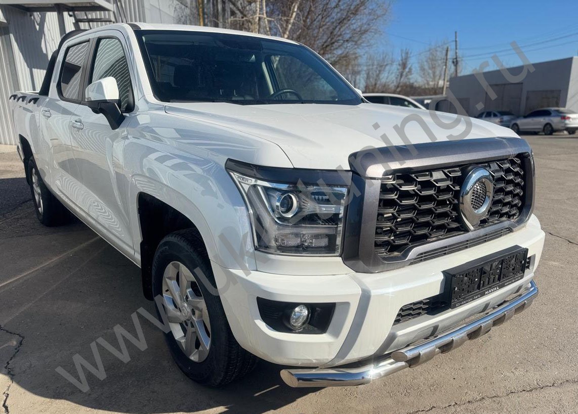 Защита переднего бампера двойная с перемычками Great Wall Poer King Kong c 2023