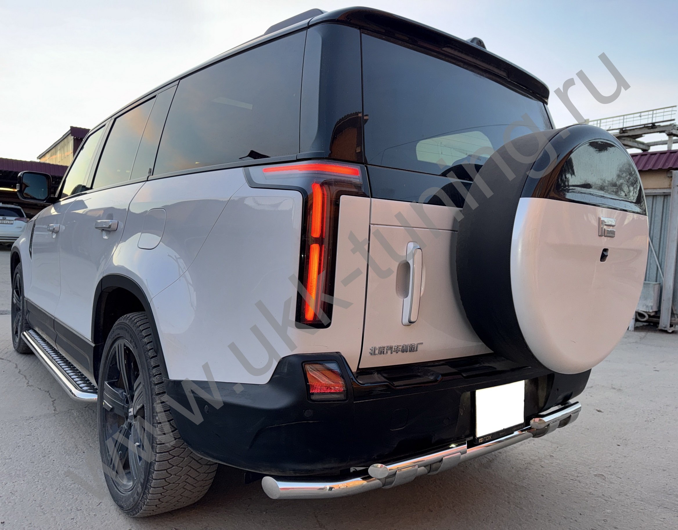 Защита заднего бампера двойная с перемычками ROX 01