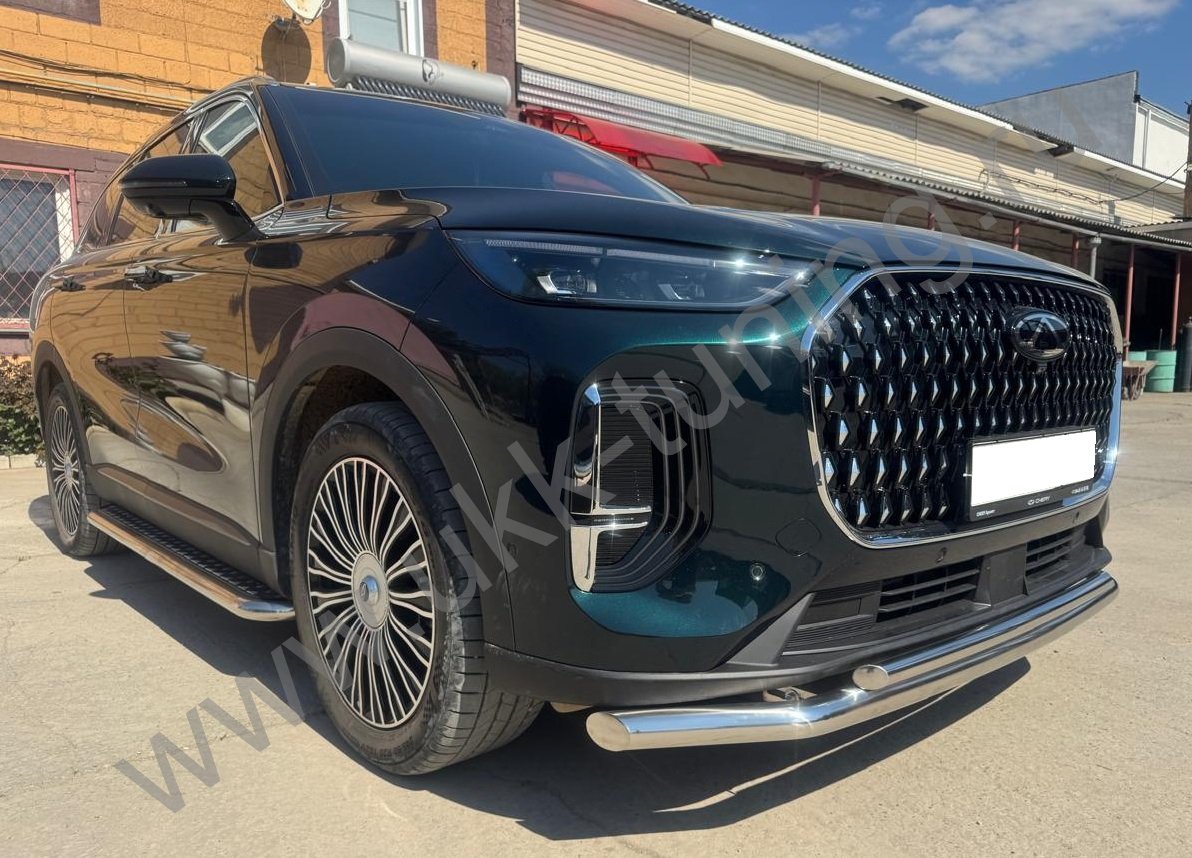 Защита переднего бампера двойная Chery Tiggo 9 с 2024