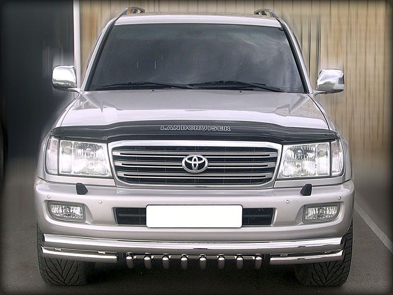Защита переднего бампера Toyota Land Cruiser 100 с 1998-2007 d-76+60 радиусная с доп защитой картера d-43 Защита переднего бампера Toyota Land Cruiser 100 с 1998-2007 d-76+60 радиусная с доп защитой картера d-43