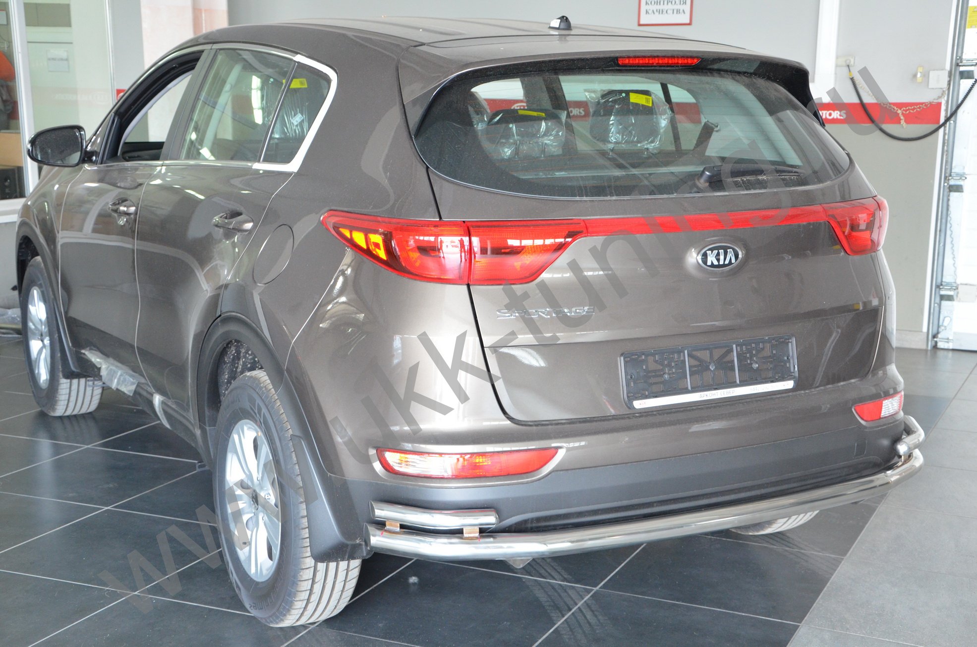 Защита заднего бампера угловая большая двойная Kia Sportage 4 с 2015-2018