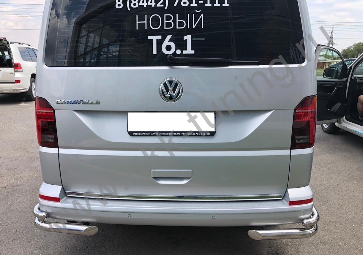 Защита заднего бампера угловая двойная Volkswagen T6 с 2015-2021