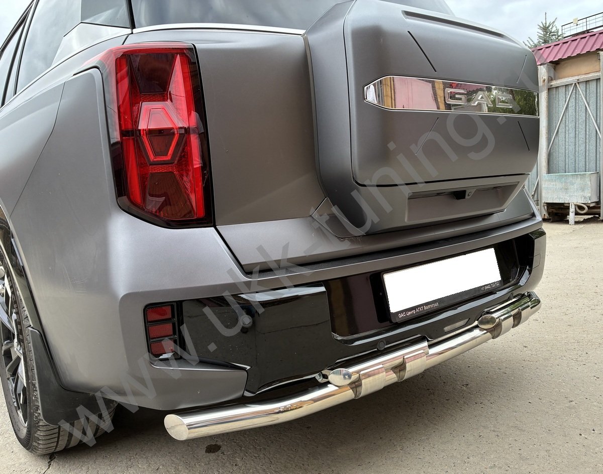 Защита заднего бампера двойная с перемычками GAC GS8 с 2025