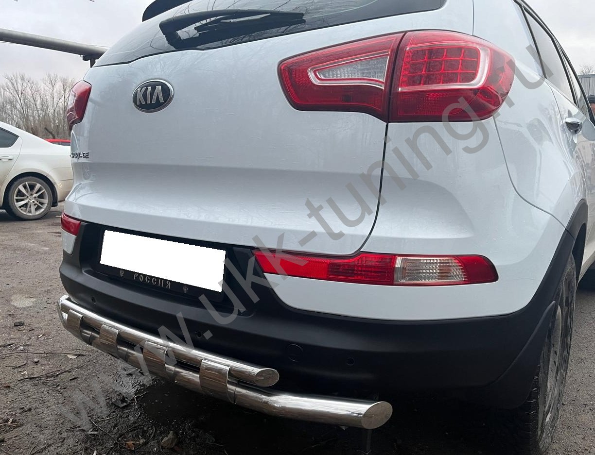 Защита заднего бампера двойная с перемычками Kia Sportage 3 с 2010-2015