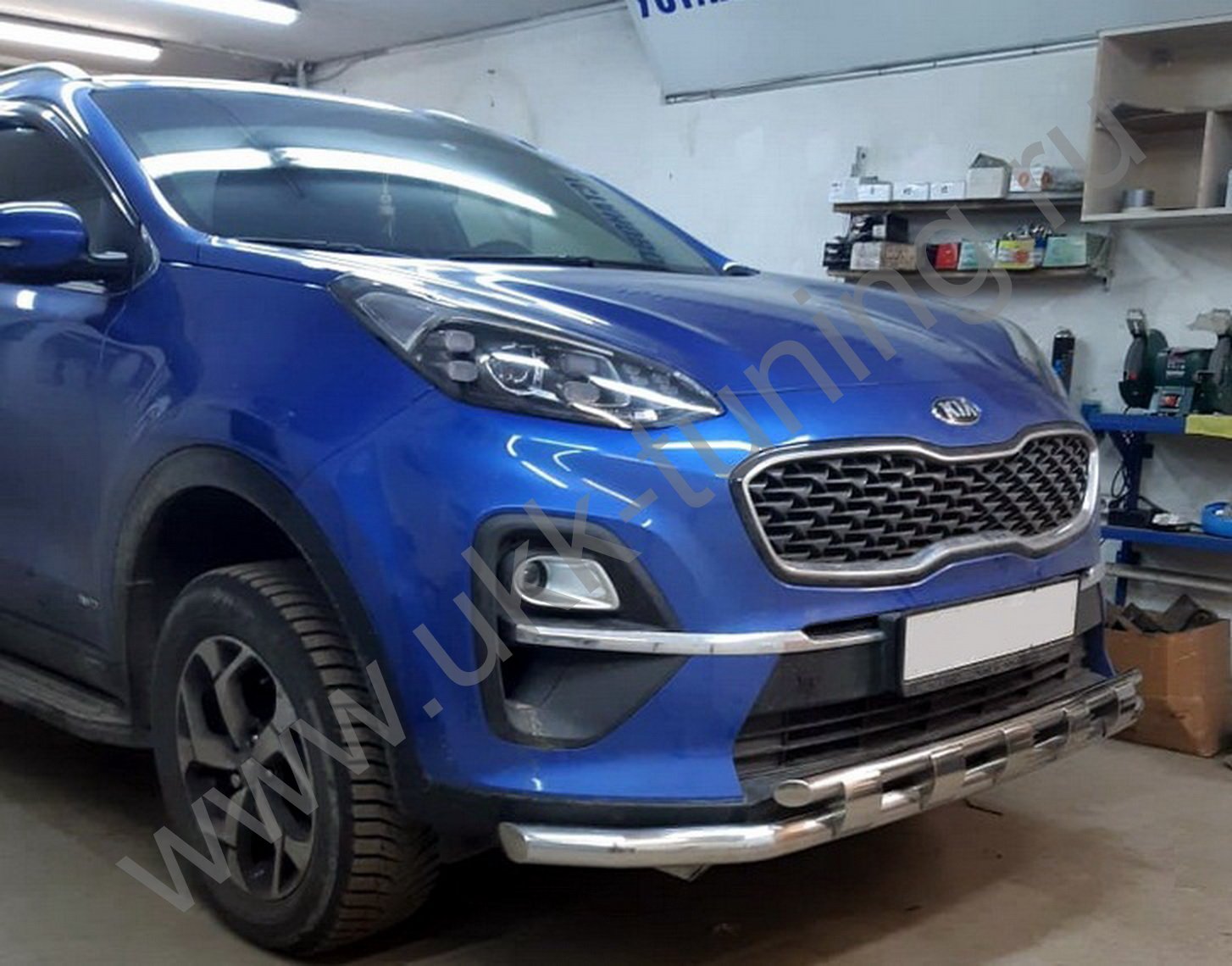 Защита переднего бампера двойная с перемычками Kia Sportage с 2018-2020