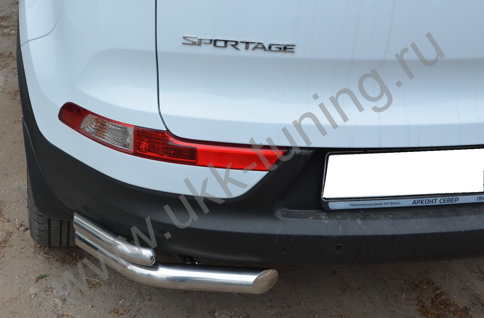 Защита заднего бампера угловая двойная Kia Sportage с 2018-2020