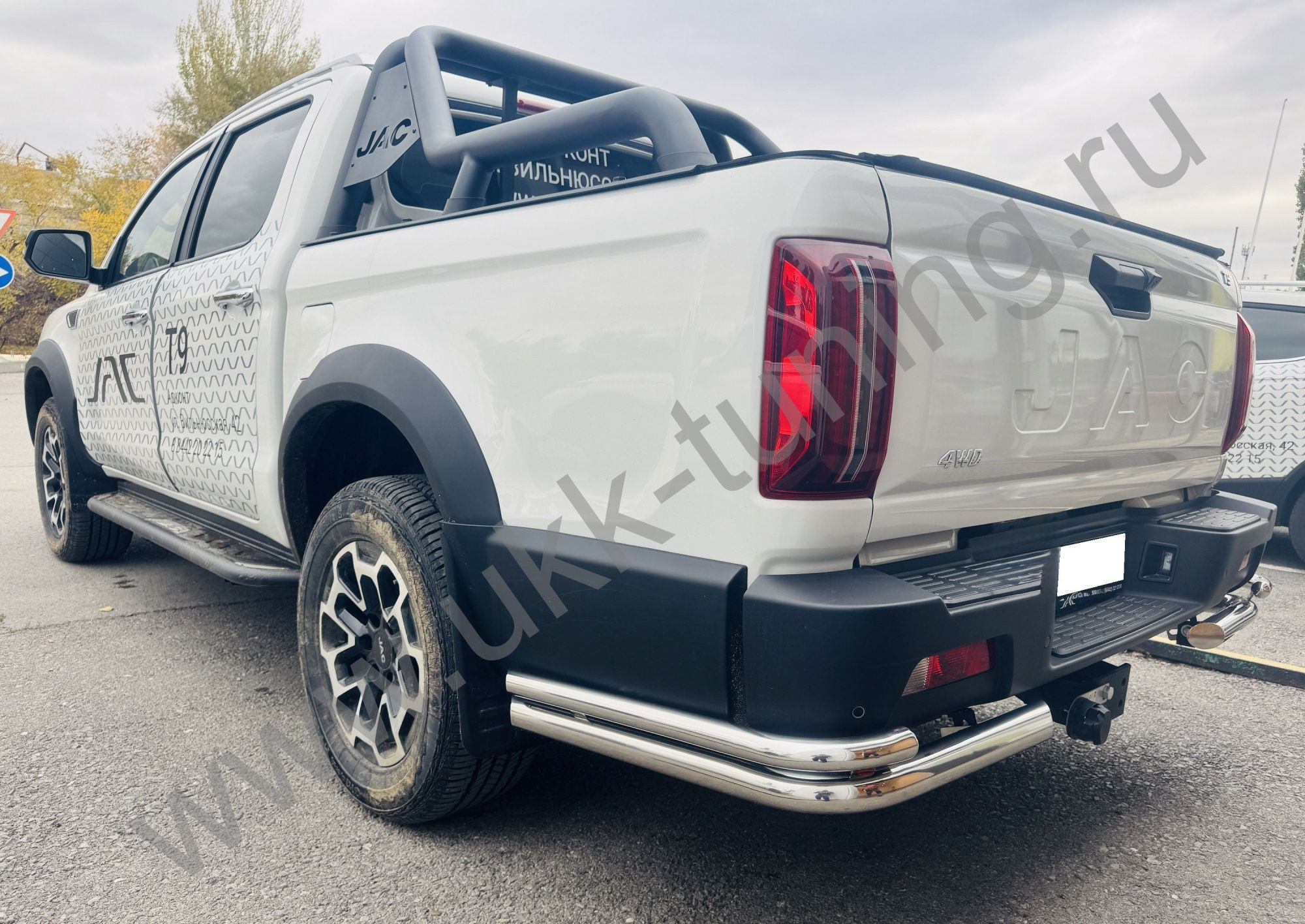 Защита заднего бампера угловая двойная JAC T9 с 2021