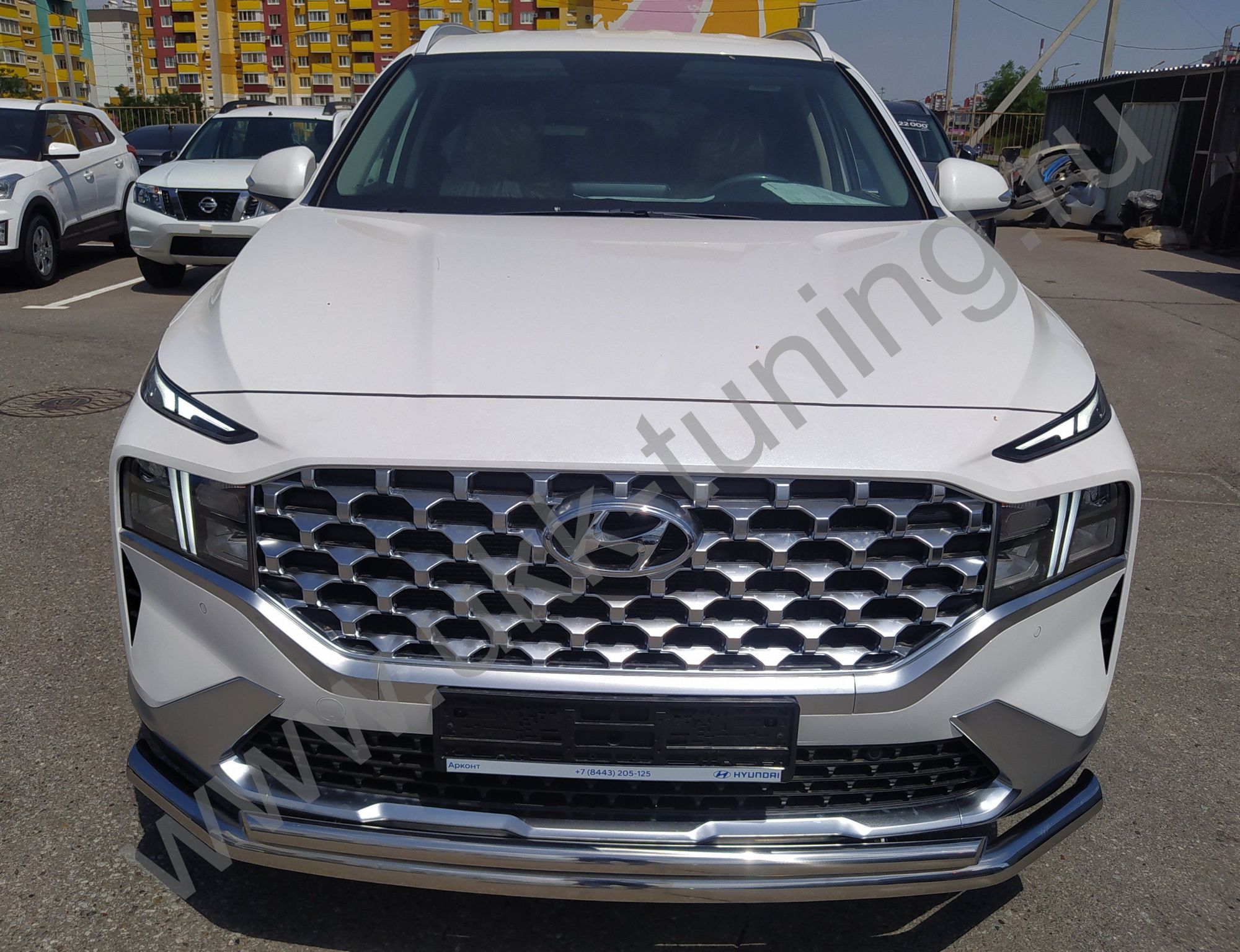 Защита переднего бампера двойная Hyundai Santa Fe с 2021 Защита переднего бампера двойная Hyundai Santa Fe с 2021