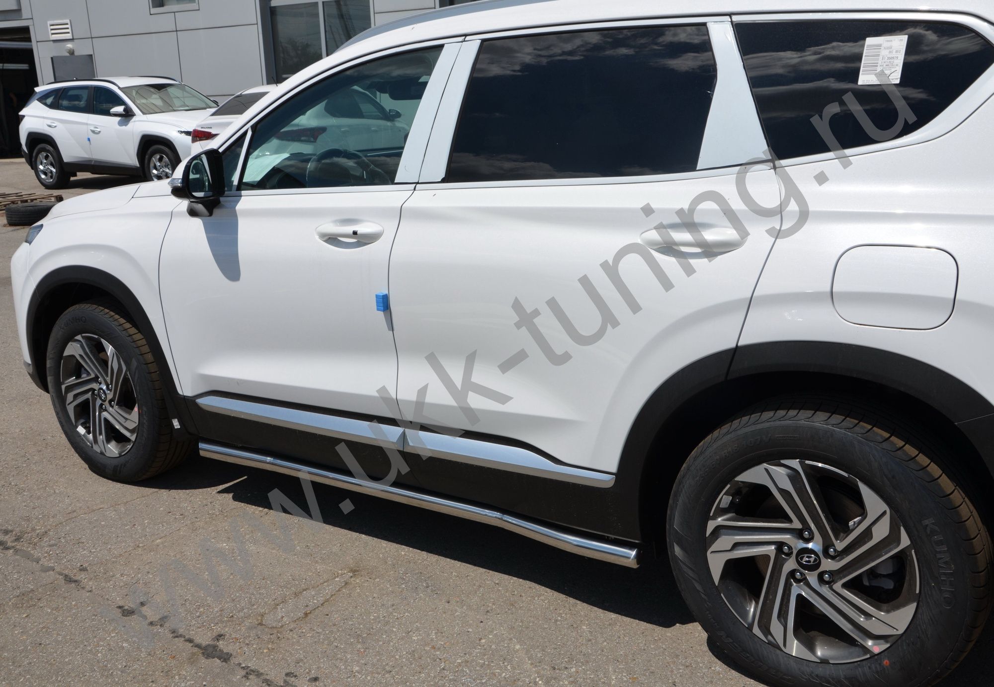 Защита порога труба Hyundai Santa Fe с 2021 Защита порога труба Hyundai Santa Fe с 2021