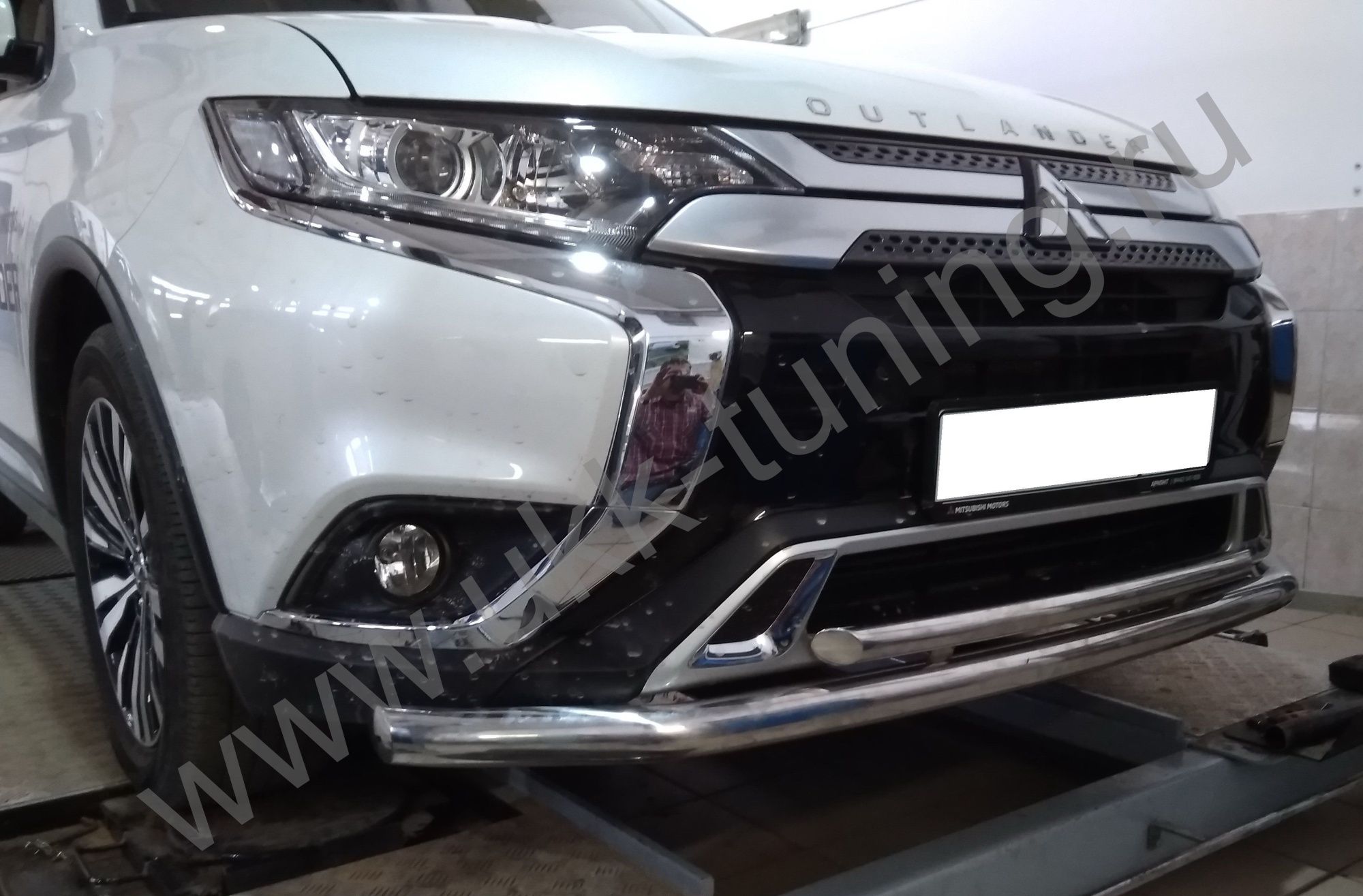 Защита переднего бампера двойная MITSUBISHI Outlander с 2019 Защита переднего бампера двойная MITSUBISHI Outlander с 2019