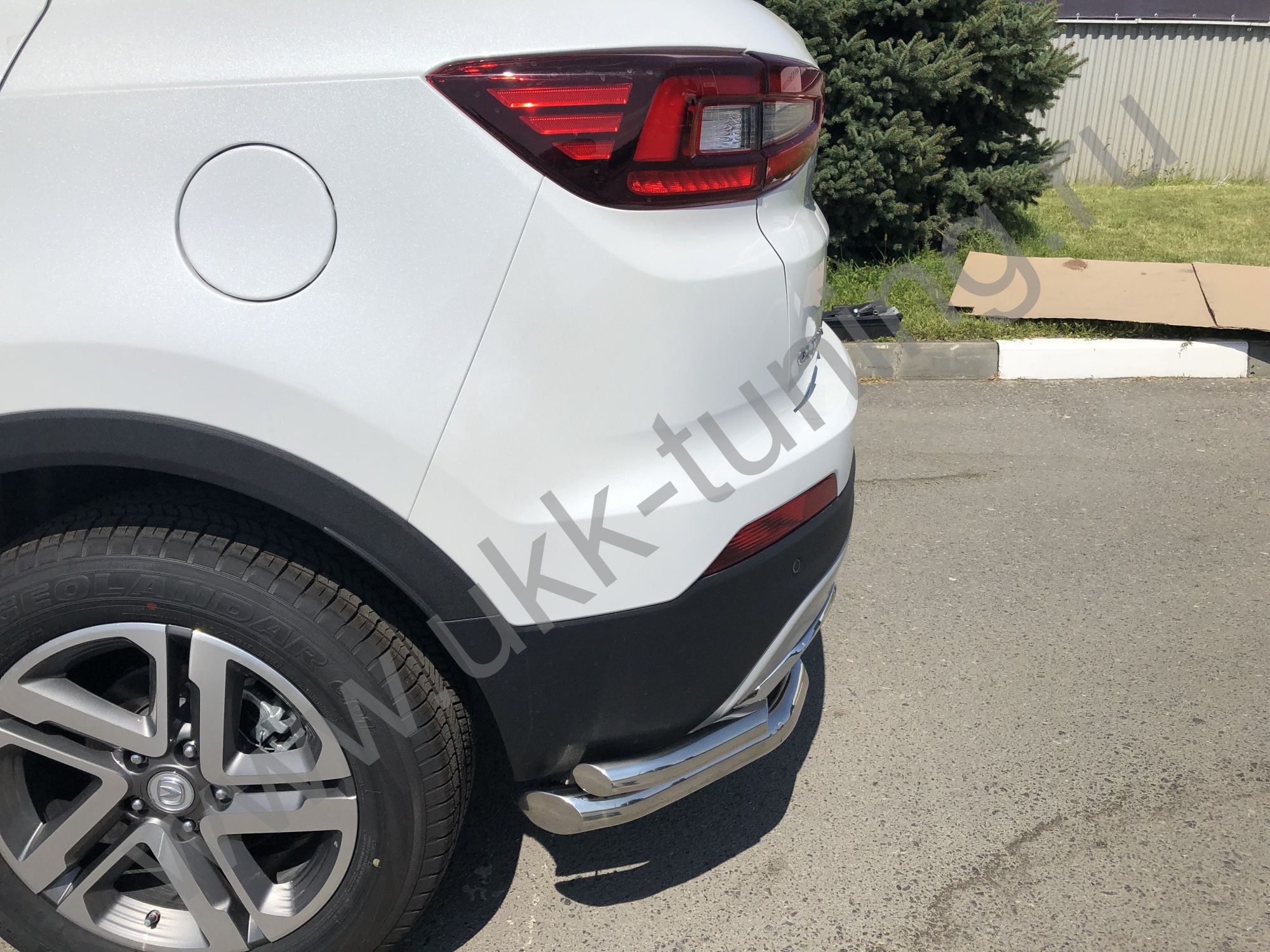 Защита заднего бампера Changan CS55 угловая двойная