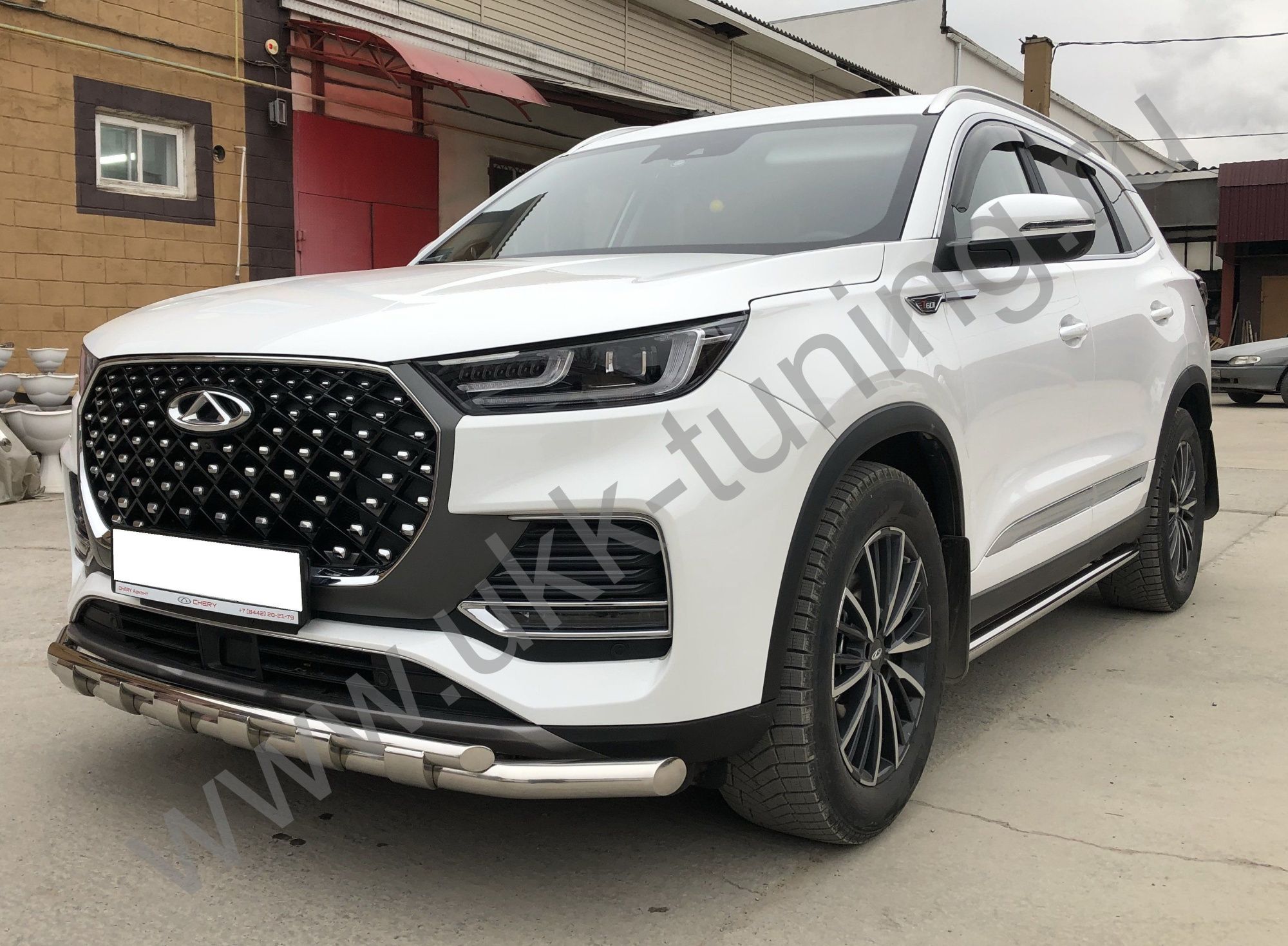 Защита переднего бампера двойная с перемычками Chery Tiggo 8 Pro Max 2022