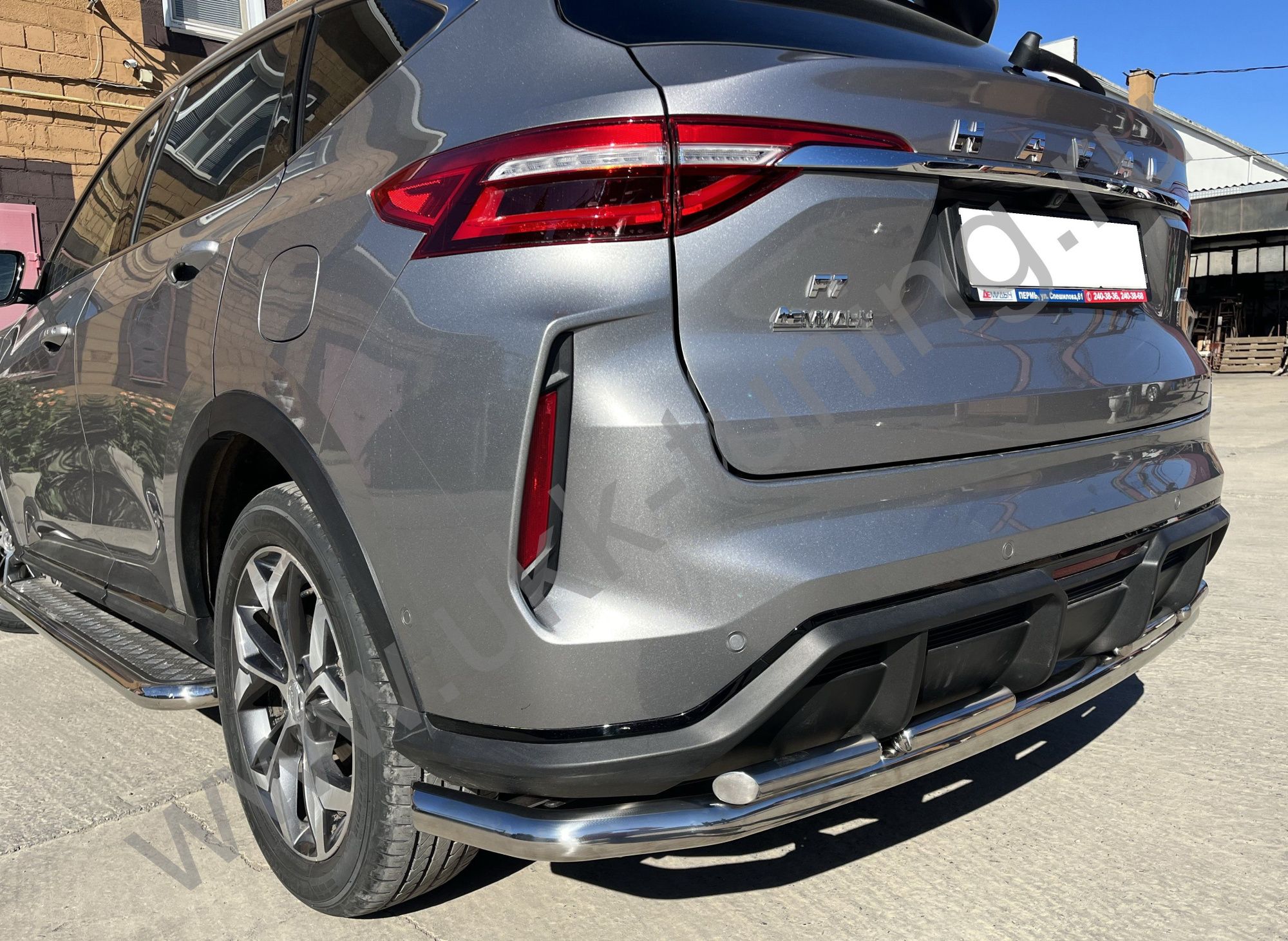 Защита заднего бампера угловая большая двойная Haval F7 2022 Рестрайлинг Защита заднего бампера угловая большая двойная Haval F7 2022 Рестрайлинг