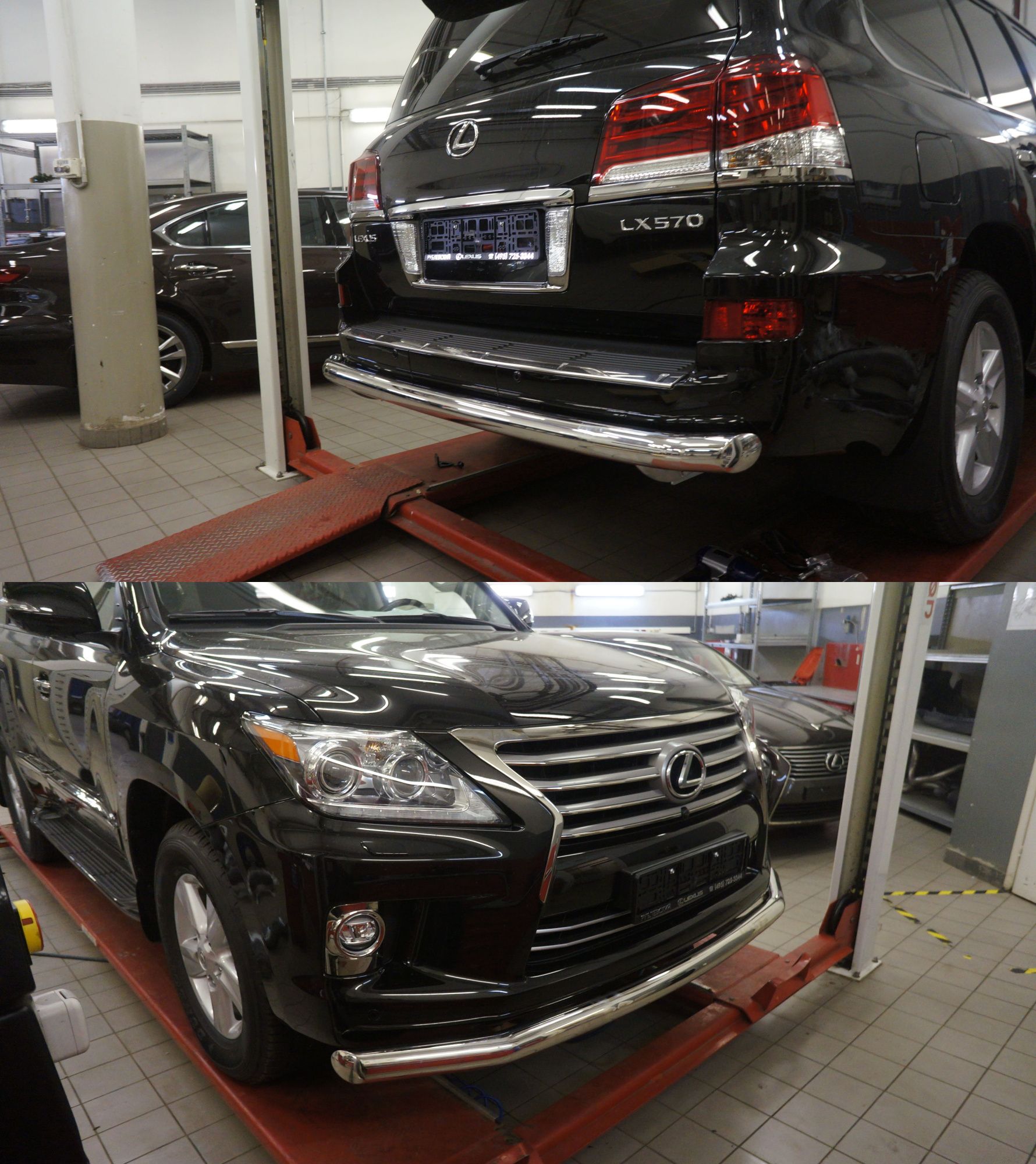 АКЦИЯ!!! Защита переднего бампера и заднего бампера Lexus LX 570 2008-2015 (одиночная)