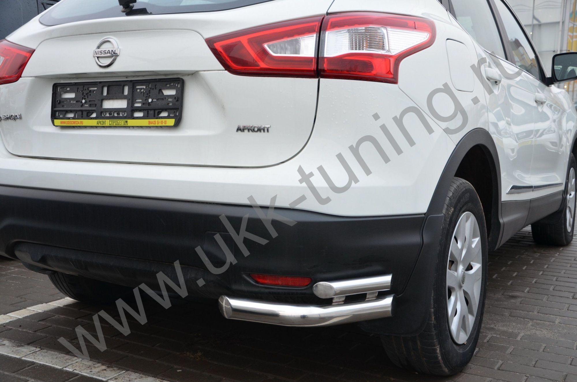 Защита заднего бампера угловая двойная Nissan Qashqai с 2017 Защита заднего бампера угловая двойная Nissan Qashqai с 2017