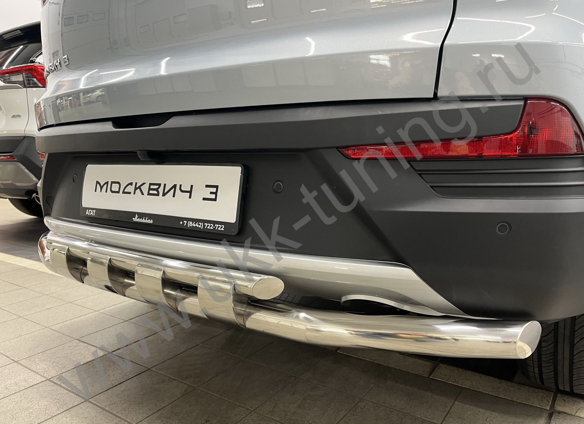Защита заднего бампера двойная с перемычками Москвич 3 с 2022