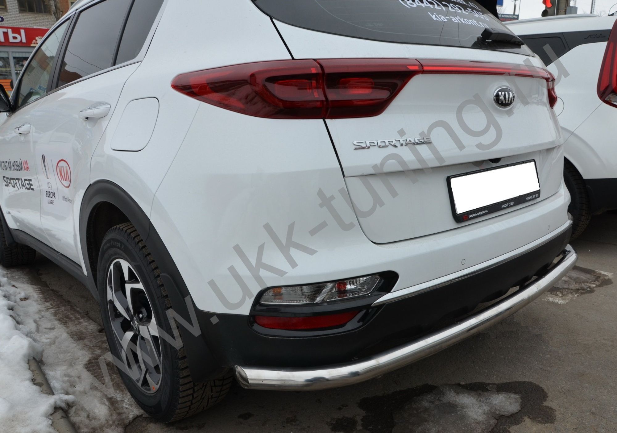 Защита заднего бампера угловая большая Kia Sportage с 2018-2020