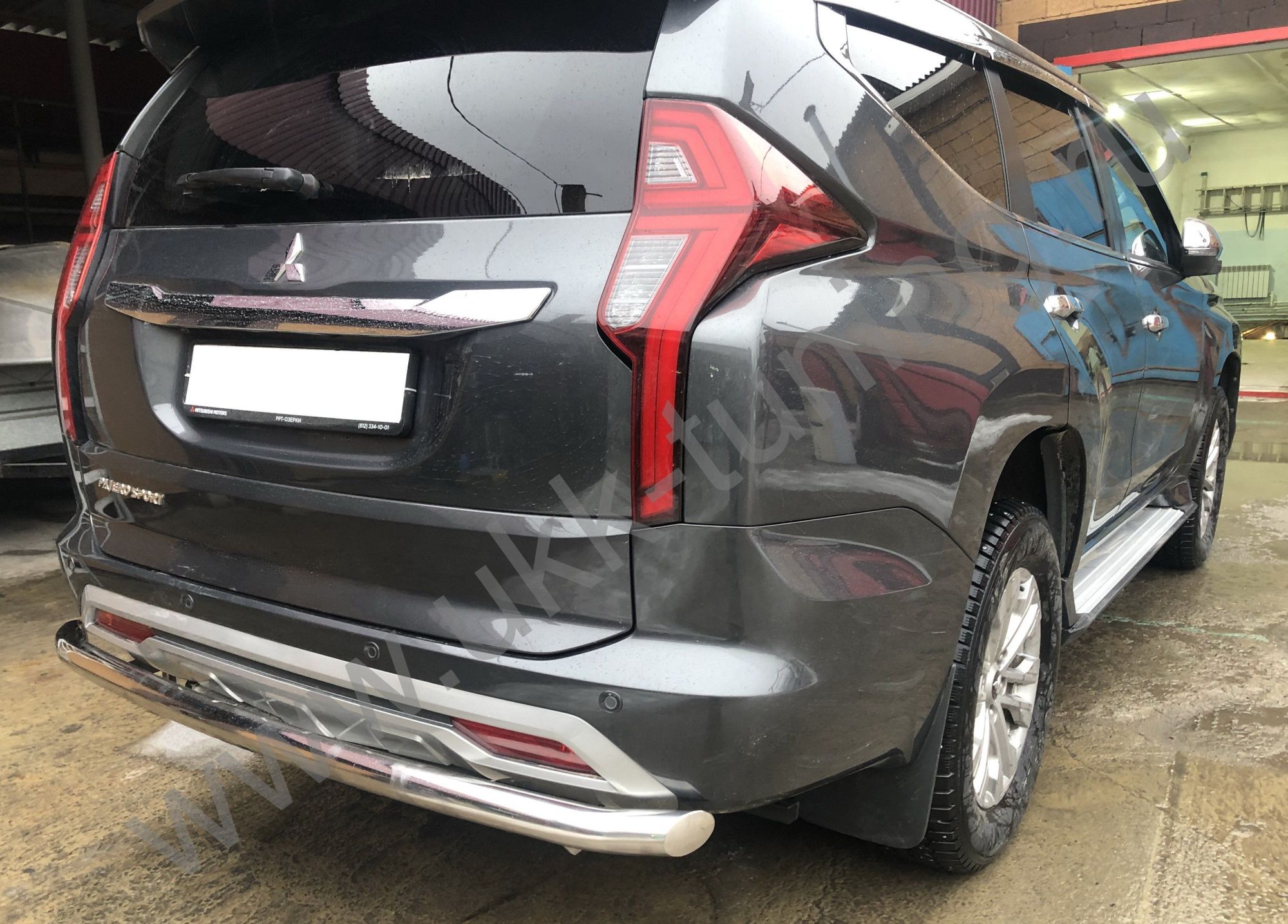 Защита заднего бампера Mitsubishi Pajero Sport с 2021 Защита заднего бампера Mitsubishi Pajero Sport с 2021