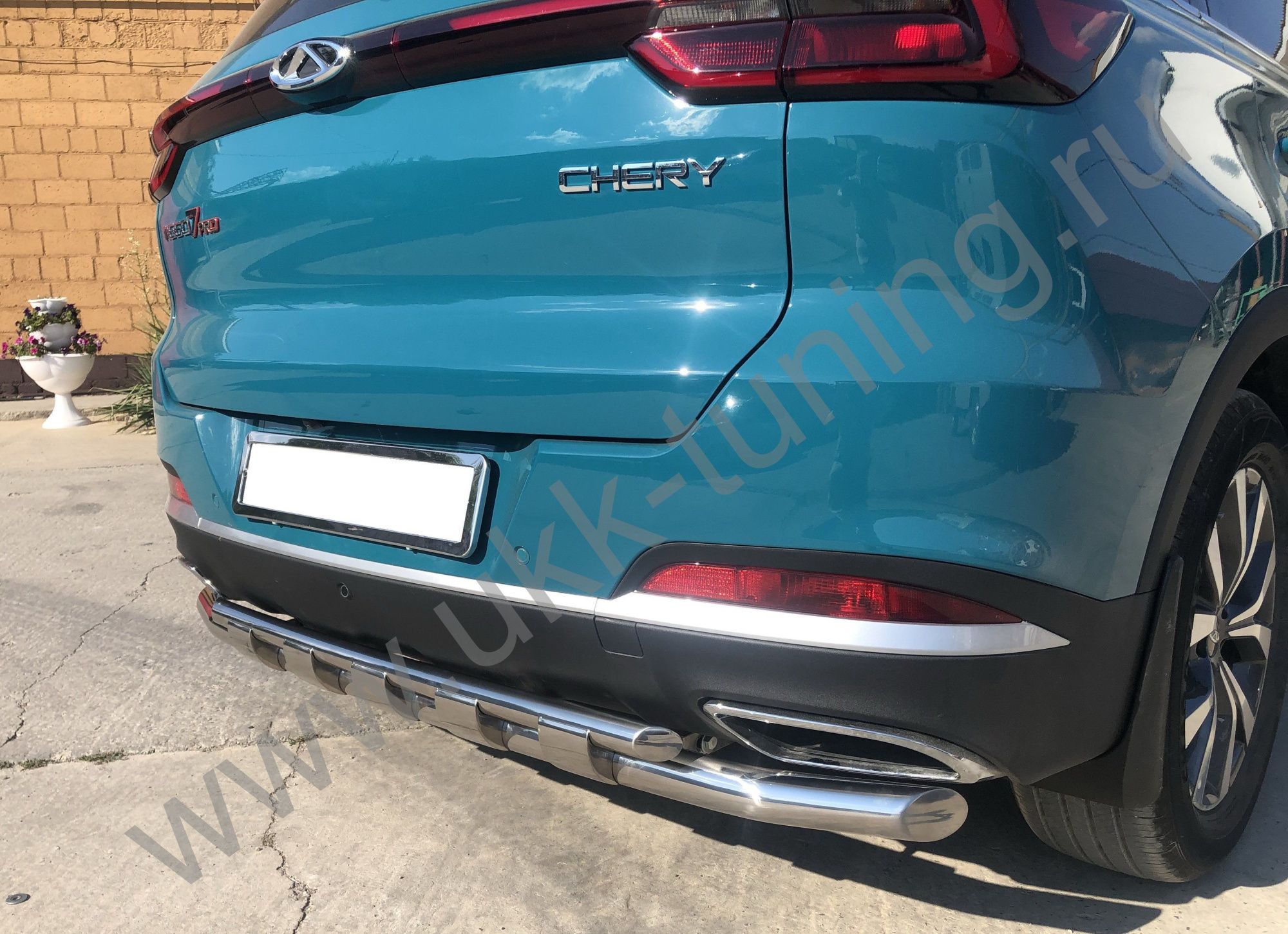 Защита заднего бампера двойная с перемычками Chery Tiggo 7 Pro 2021