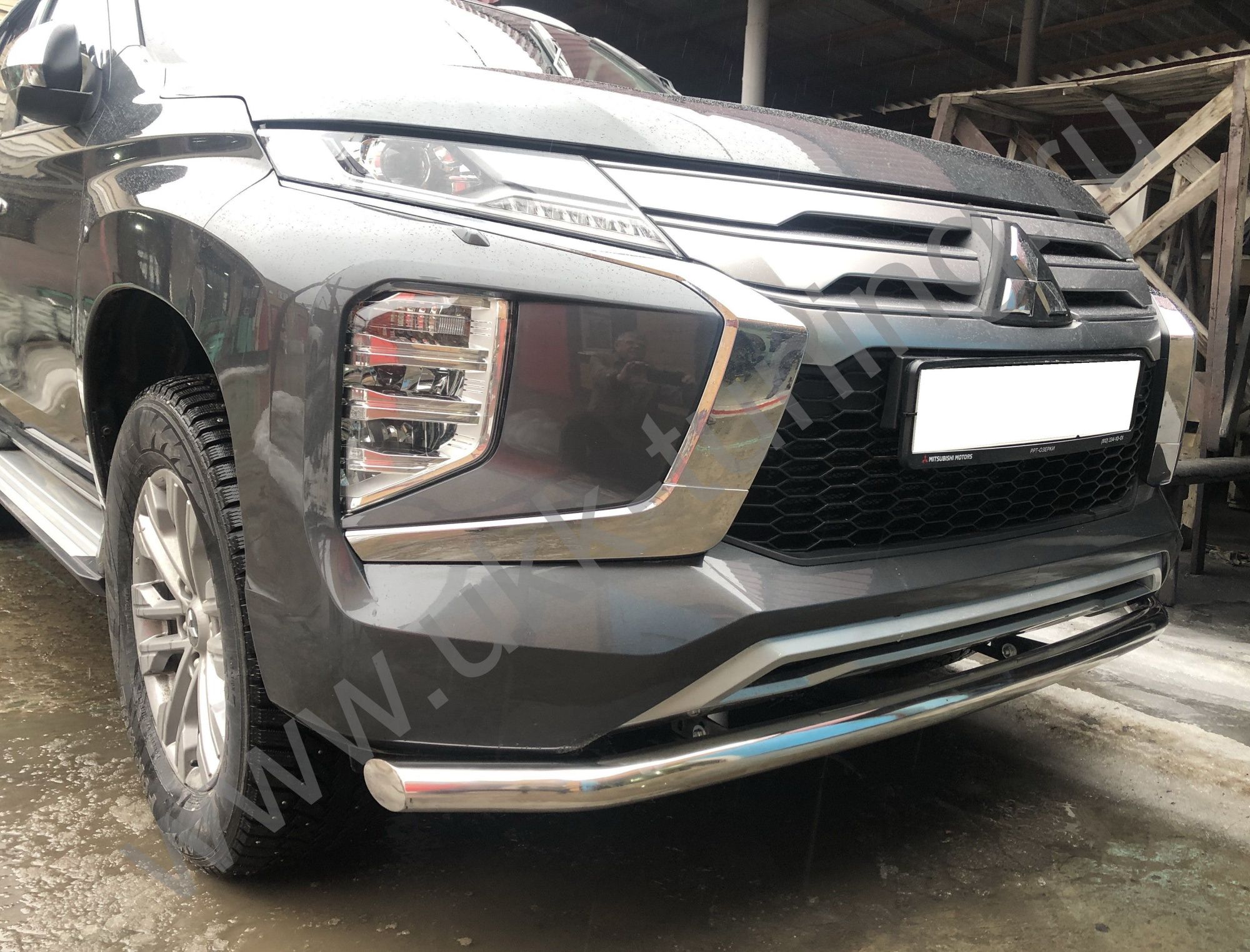 Защита переднего бампера Mitsubishi Pajero Sport с 2021 Защита переднего бампера Mitsubishi Pajero Sport с 2021