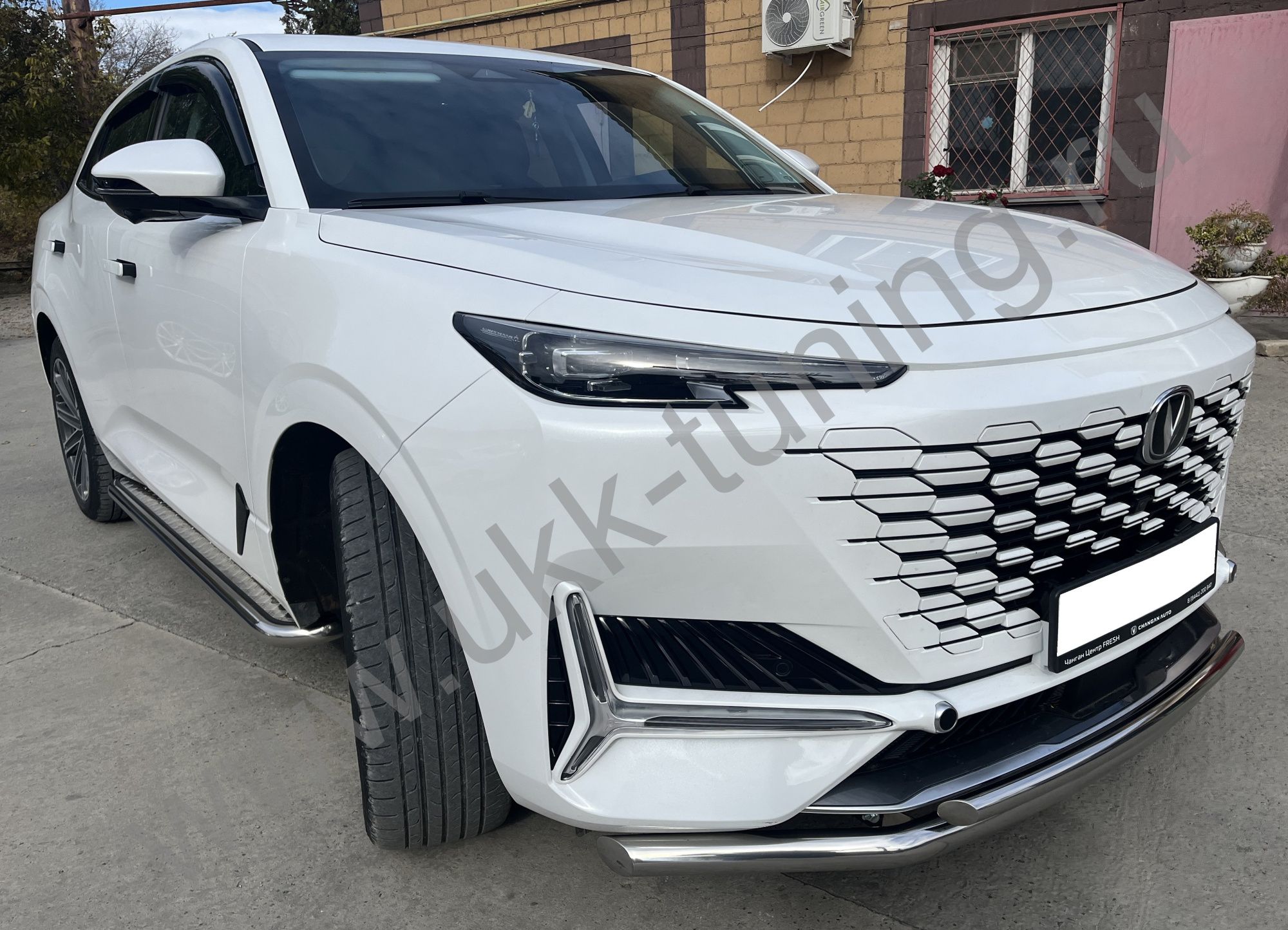 Защита переднего бампера двойная Changan UNI-K