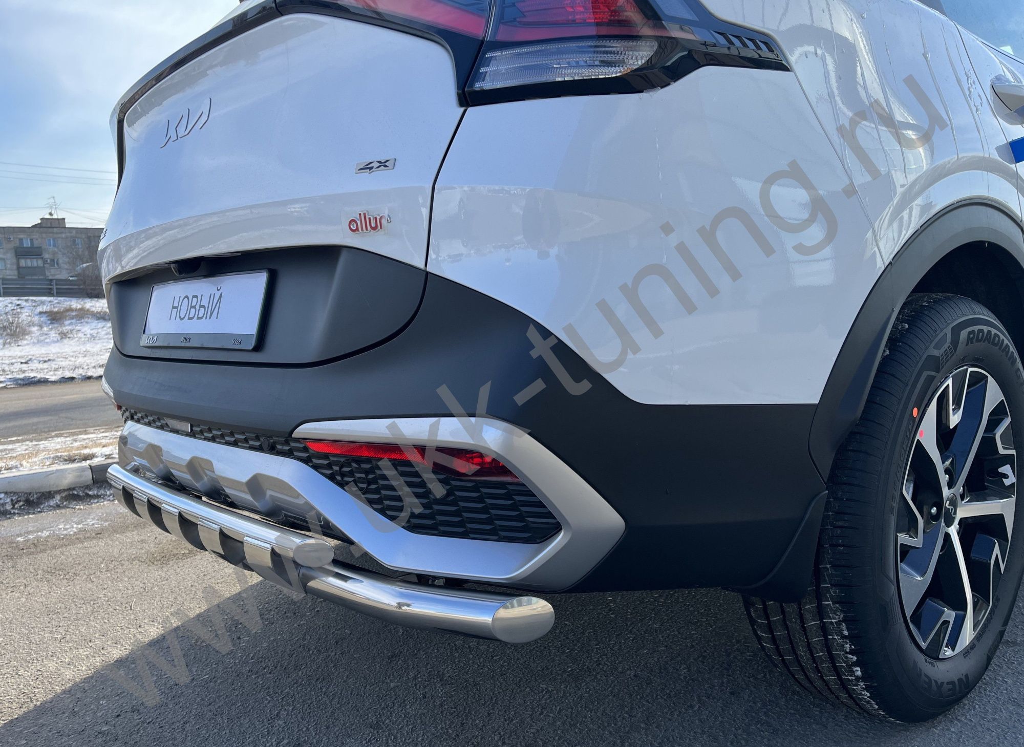 Защита заднего бампера двойная с перемычками KIA Sportage 2022 комплектация GT-Line (кроме комплектации Style и X-Line) Защита заднего бампера двойная с перемычками KIA Sportage 2022 комплектация GT-Line (кроме комплектации Style и X-Line)