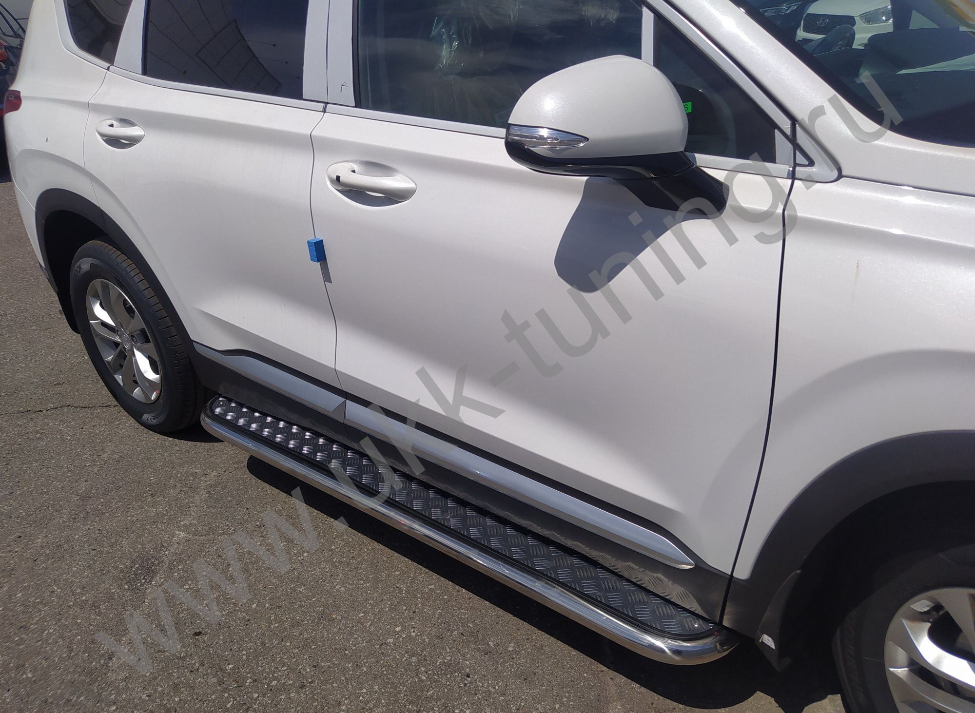 Пороги с накладным листом Hyundai Santa Fe с 2021 Пороги с накладным листом Hyundai Santa Fe с 2021