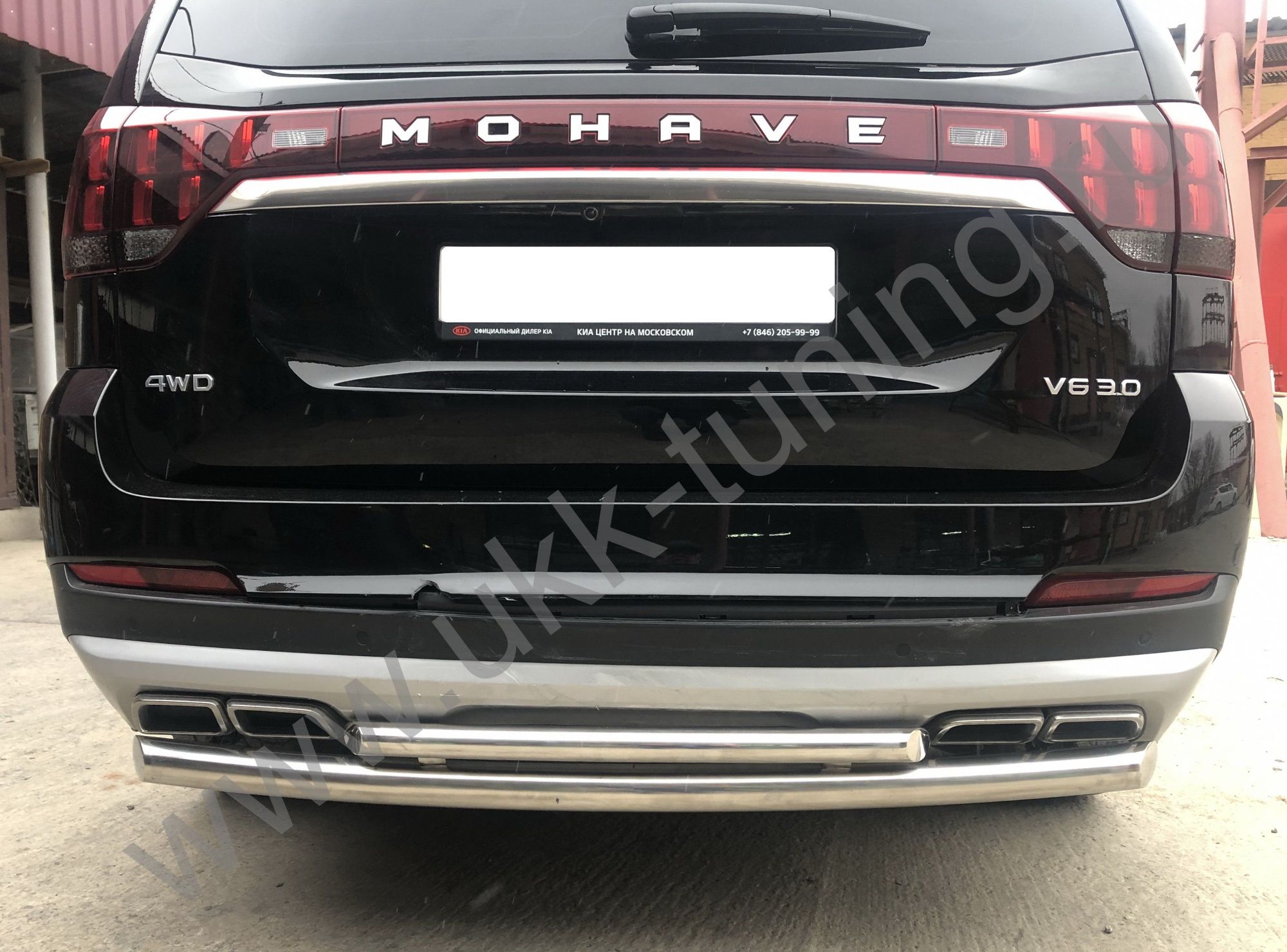 Защита заднего бампера Kia Mohave с 2021 двойная