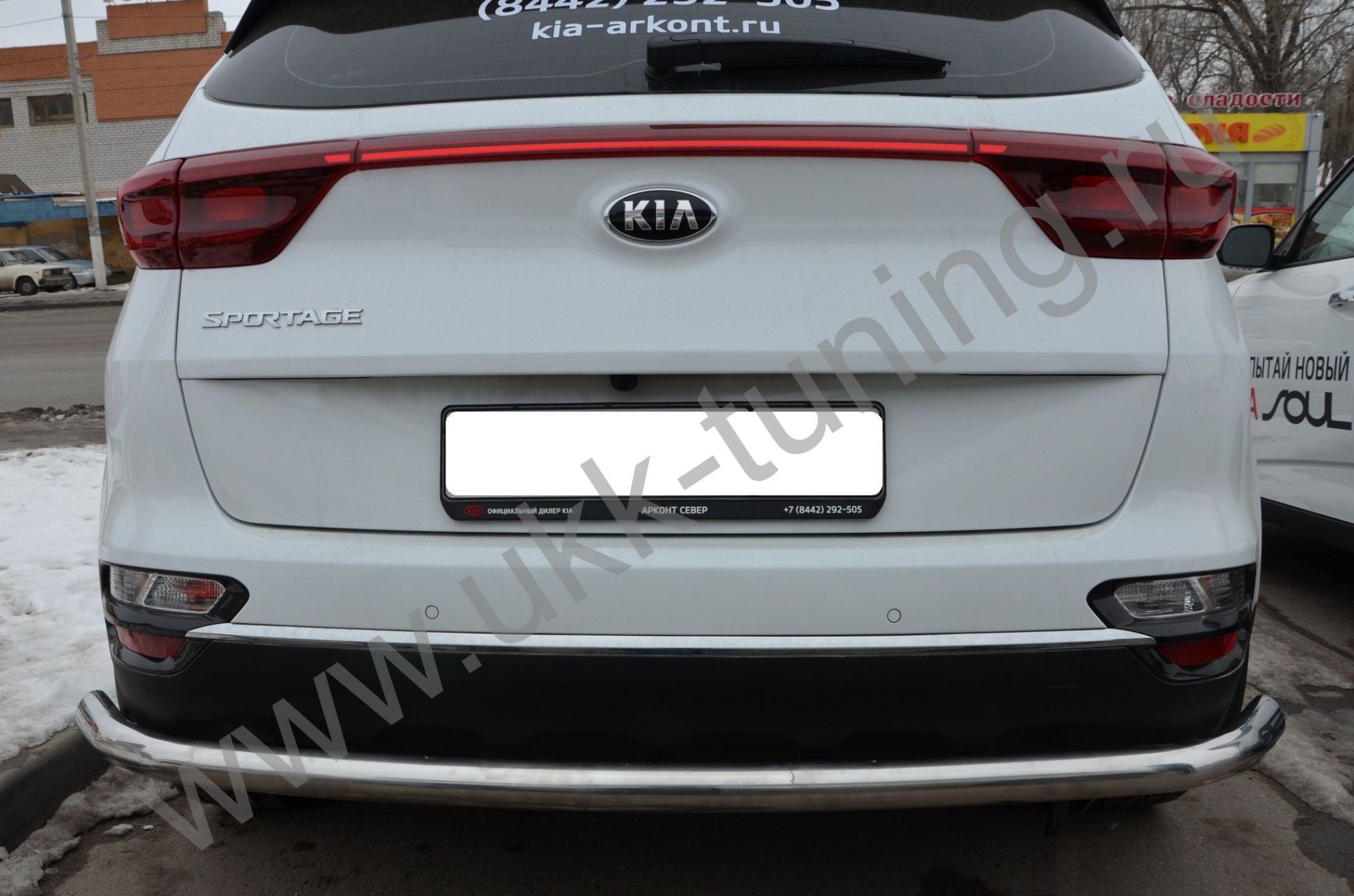 Защита заднего бампера угловая большая Kia Sportage с 2018-2020