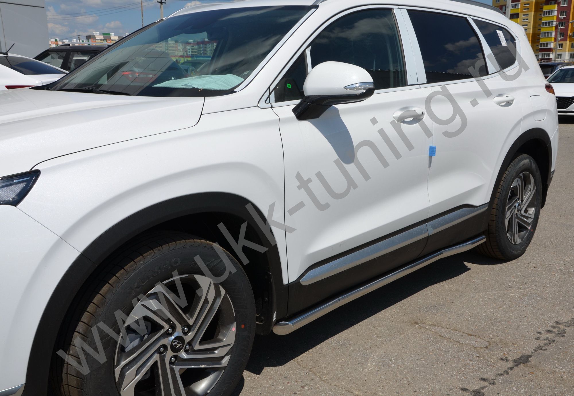 Защита порога труба Hyundai Santa Fe с 2021 Защита порога труба Hyundai Santa Fe с 2021