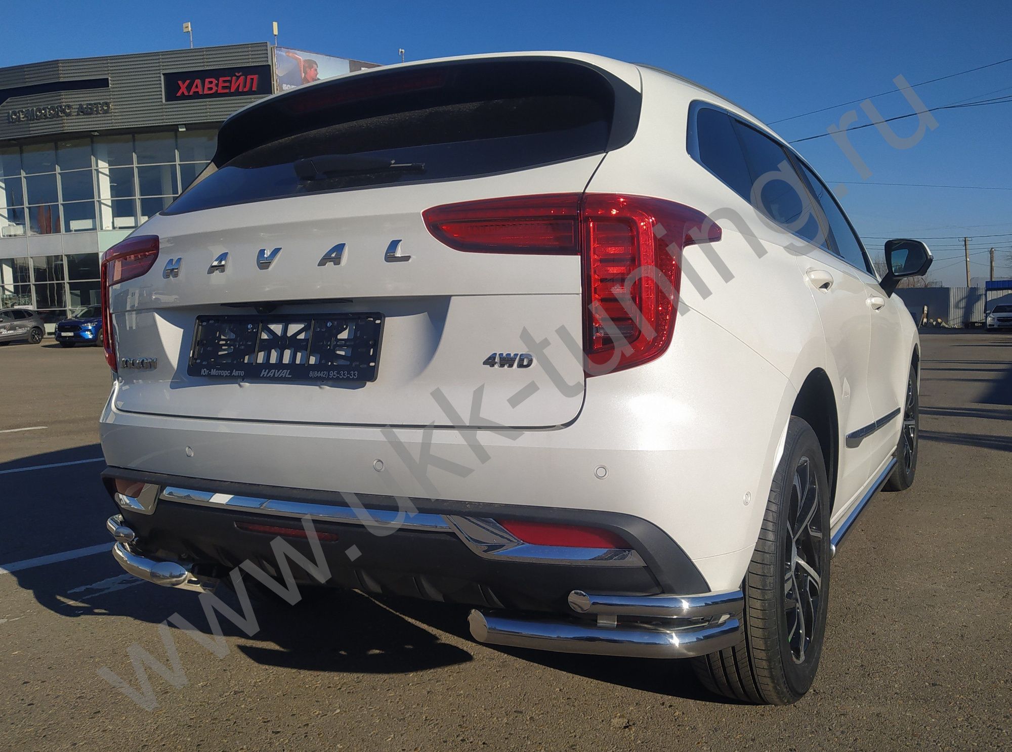 Защита заднего бампера Haval Jolion c 2021 угловая двойная