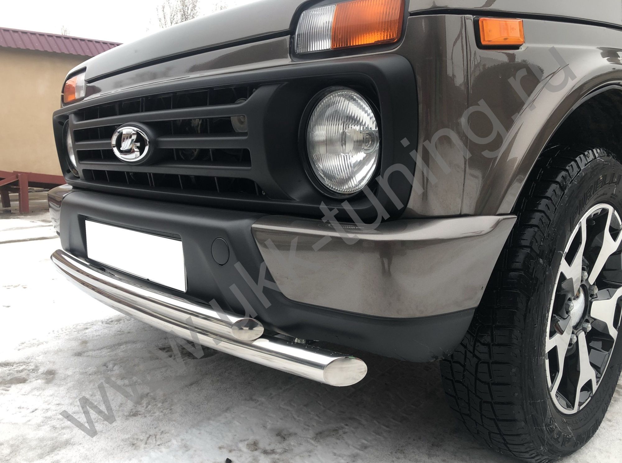 Защита переднего бампера двойная Lada Niva 2121 УРБАН с 2014 Защита переднего бампера двойная Lada Niva 2121 УРБАН с 2014